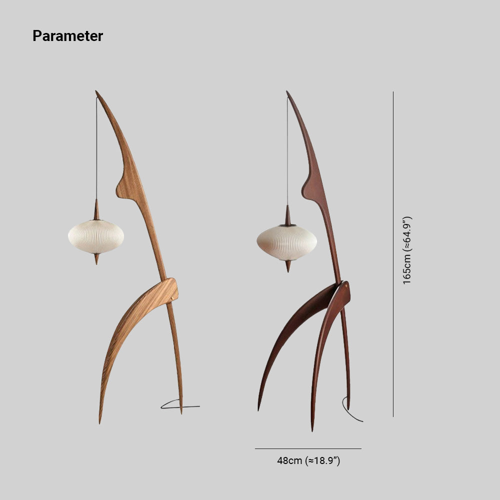 Mira Moderna Diseño Madera/Tela Lámpara de Pie Nogal/Madera
