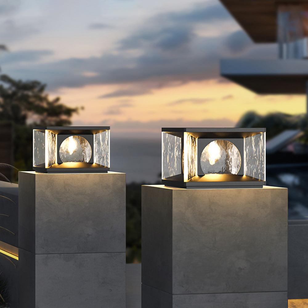 Ray Moderna Lámpara Exterior Cubo Metal Patio Jardín