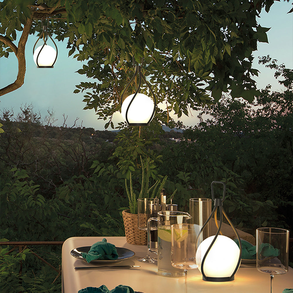 Ray Moderna Lámpara Colgante Exterior Burbuja Metal Patio
