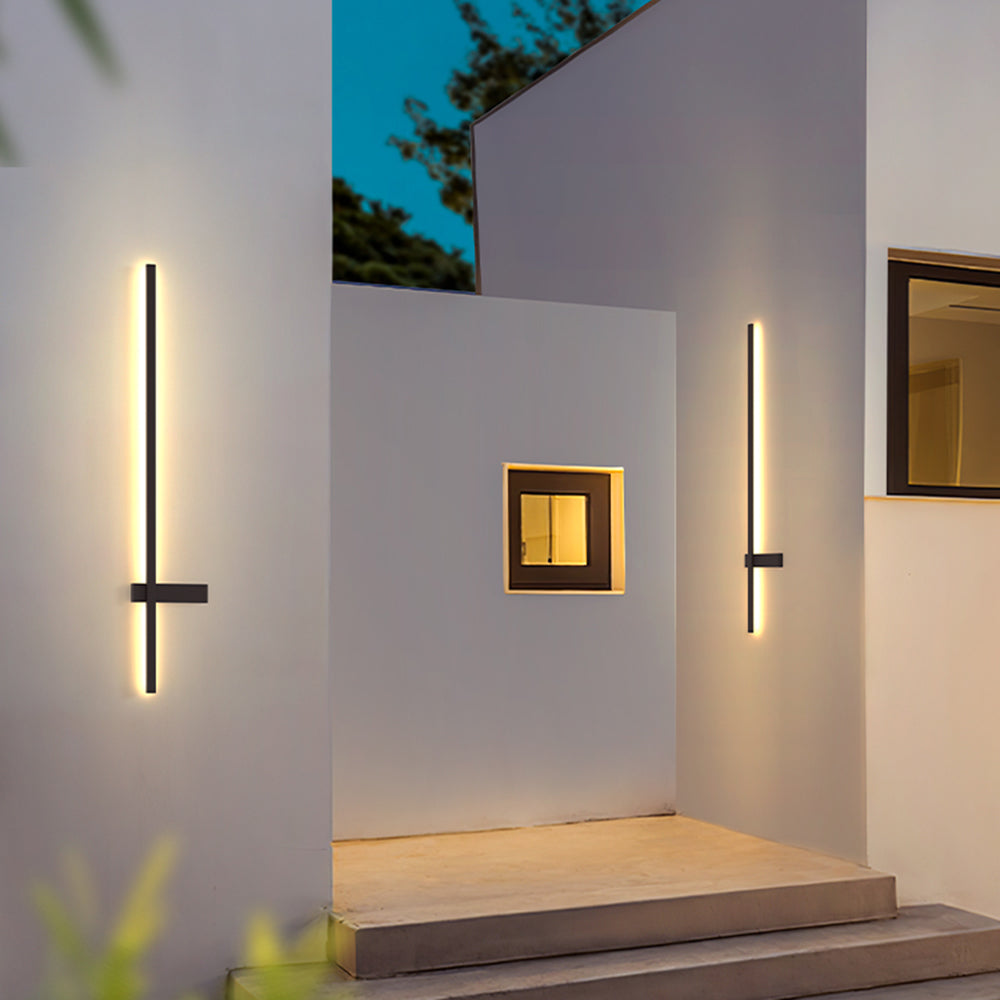 Edge Lámpara de Pared Minimalista Duo-Lineal de Metal para Exteriores Negra