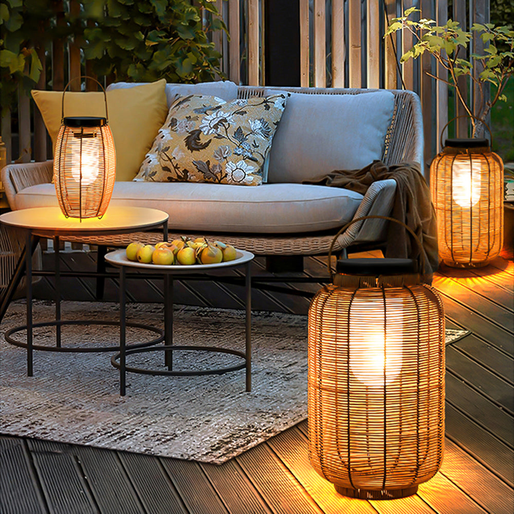 Ray Retro Lámpara Exterior Metal Ratán Patio Jardín