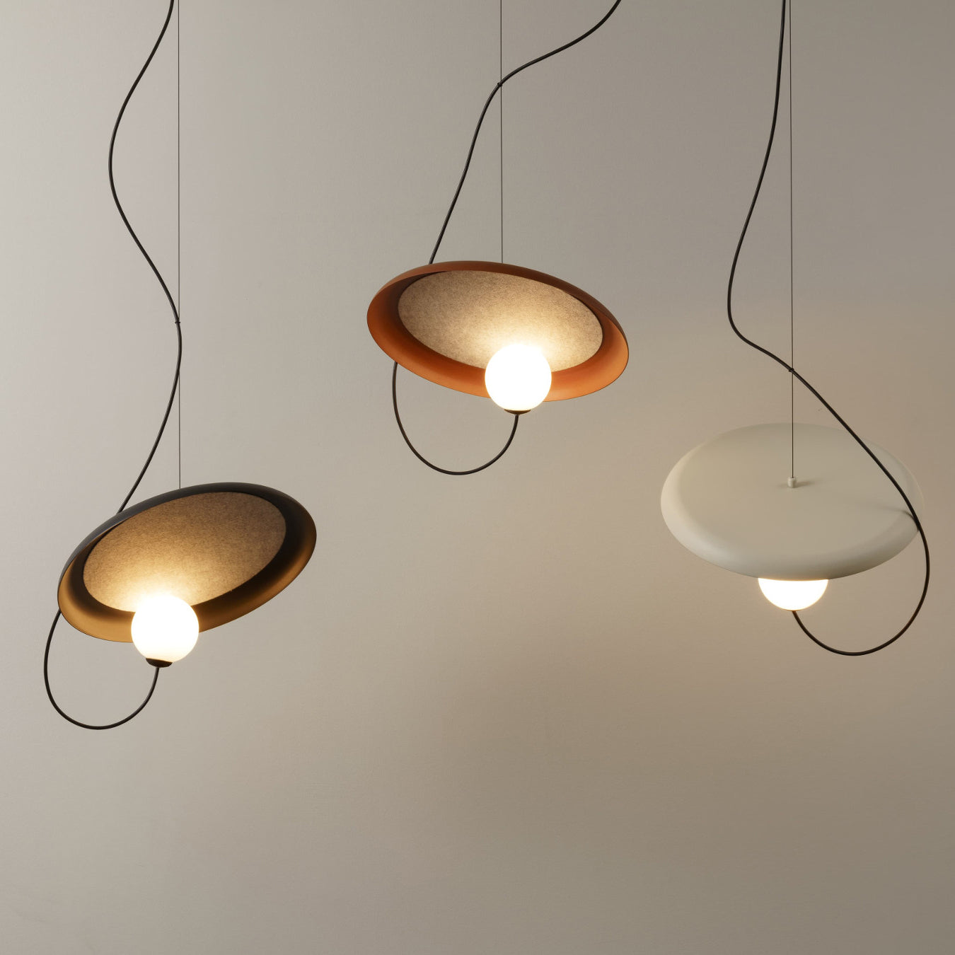Acoustic Modern Disc Glass Pendant Lamp - Lamp Copper