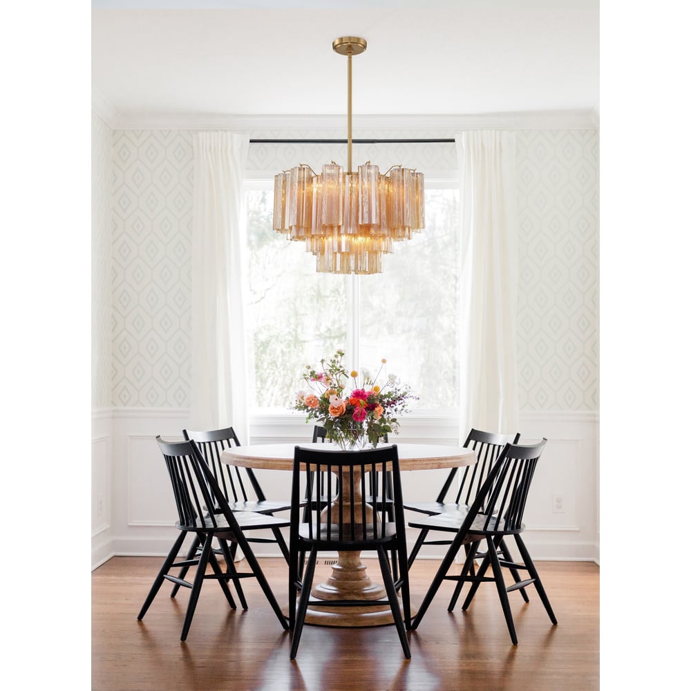 Aurora Murano Chandelier Glass Tube Layered Amber - Letslighting
