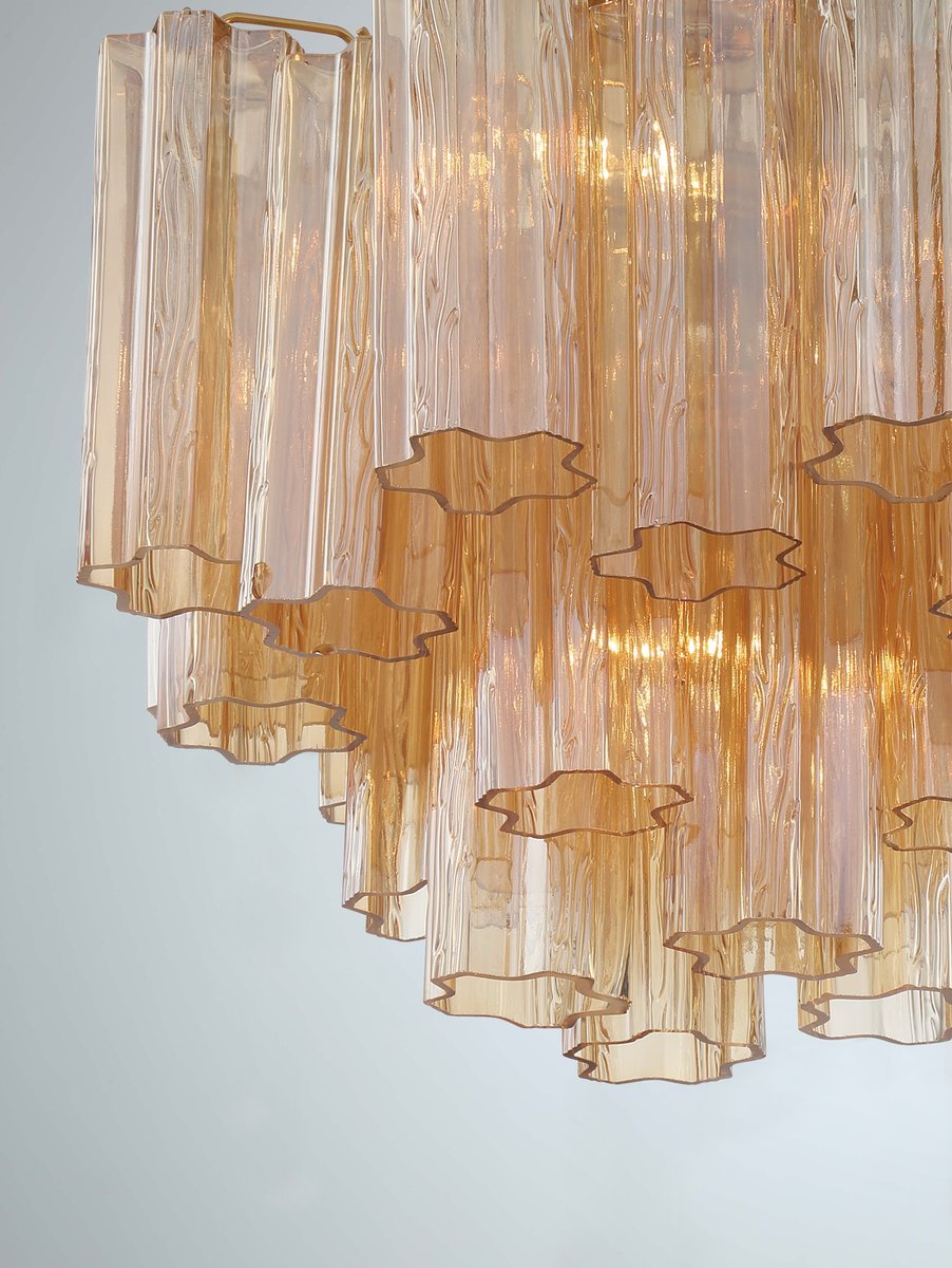 Aurora Murano Chandelier Glass Tube Layered Amber - Letslighting