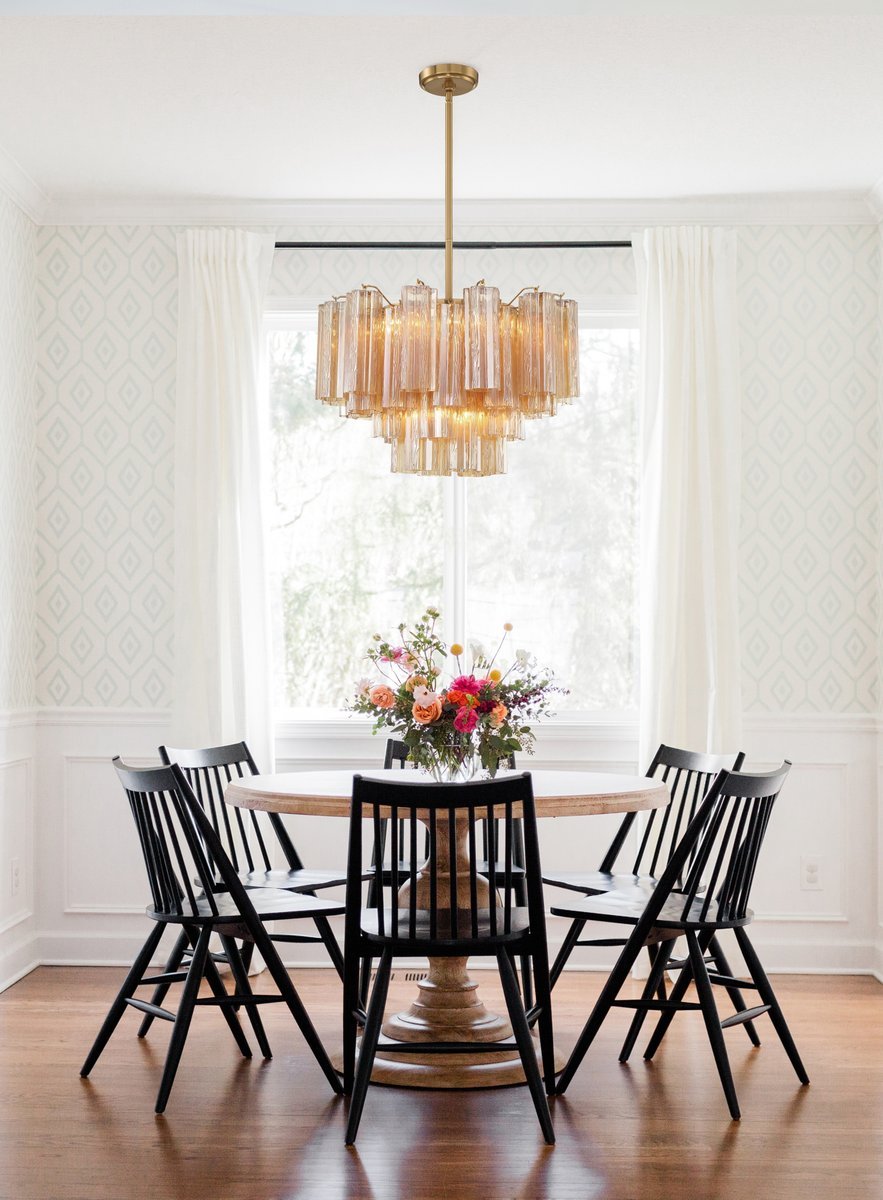 Aurora Murano Chandelier Glass Tube Layered Amber - Letslighting