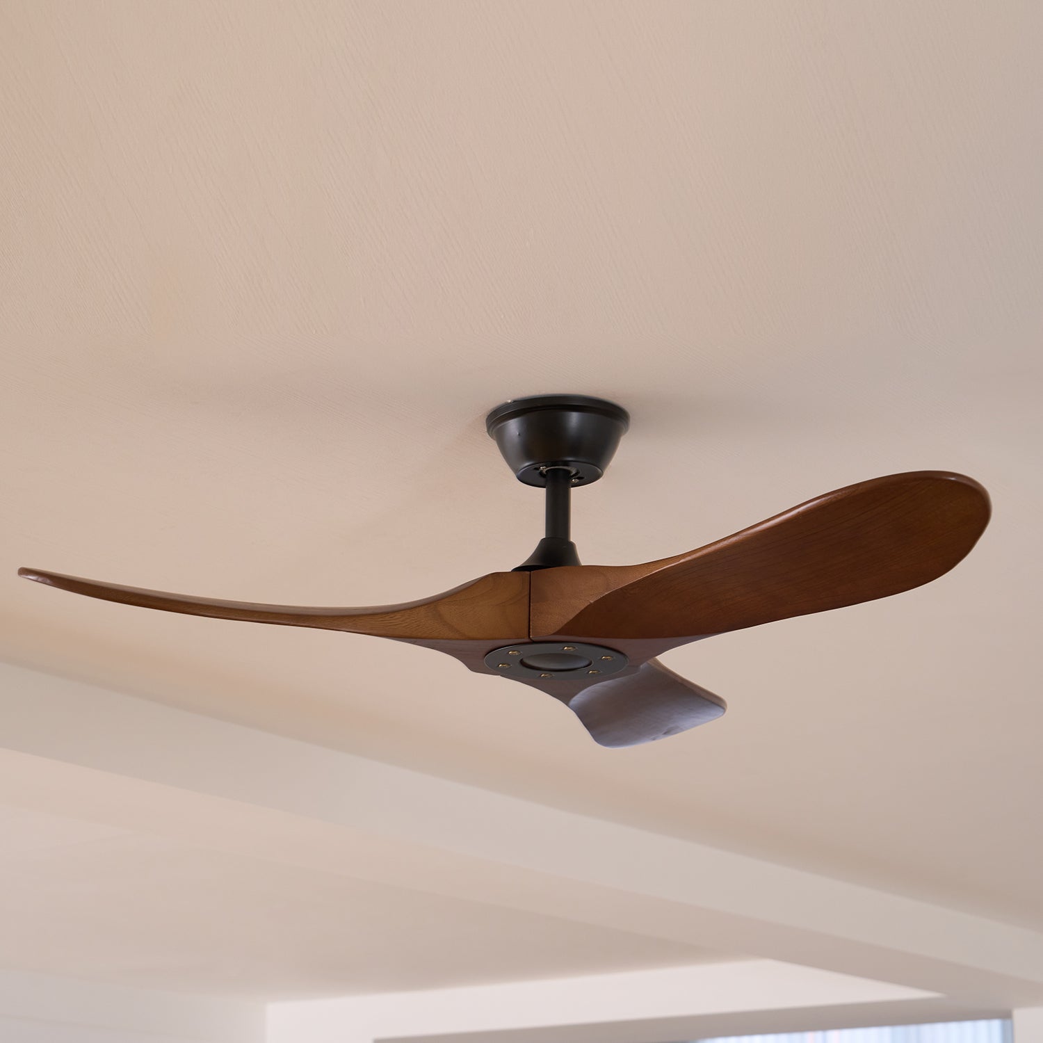 Ventilador de Techo de Madera Aviona, realzando un espacio contemporáneo.