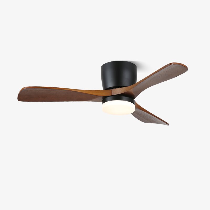 Lámpara Ventilador de Techo Minimalista Knox con aspas de madera maciza.