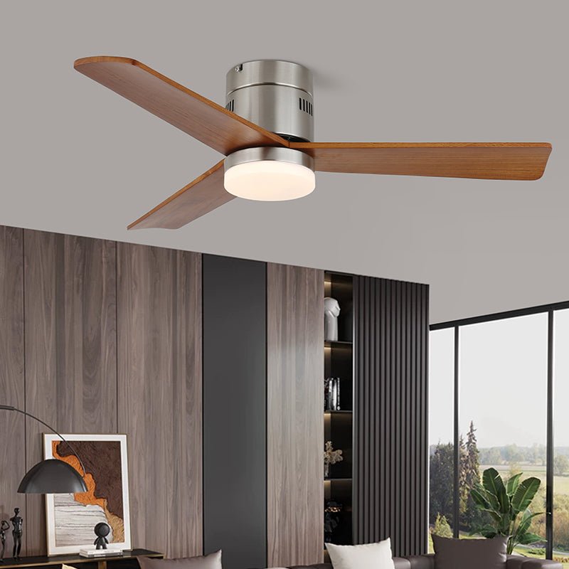 Ventilador de Techo Eris Minimalista de Madera con Luz en un ambiente de salón moderno
