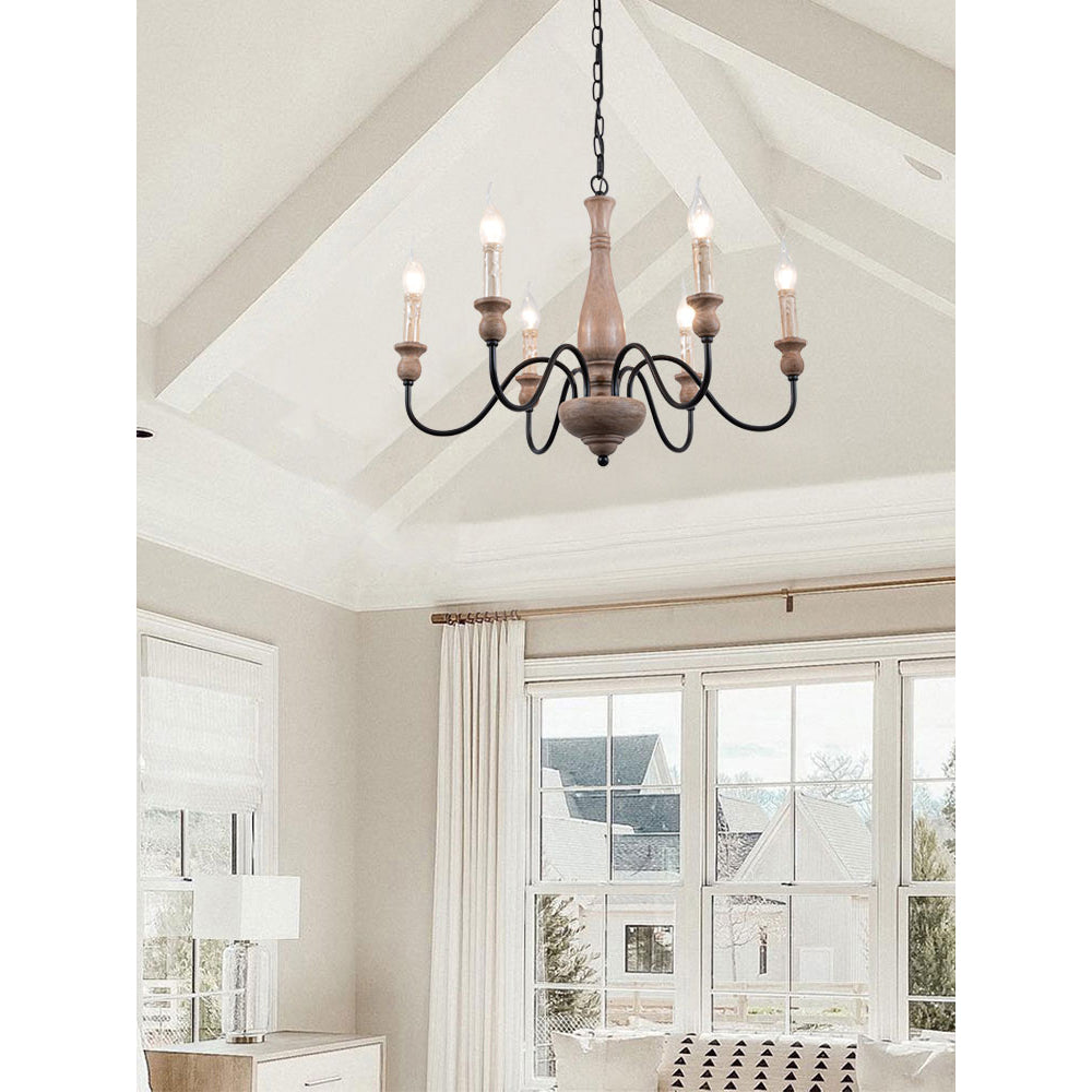 Afralia Modern Industrial Wooden Chandelier - Lamp Copper