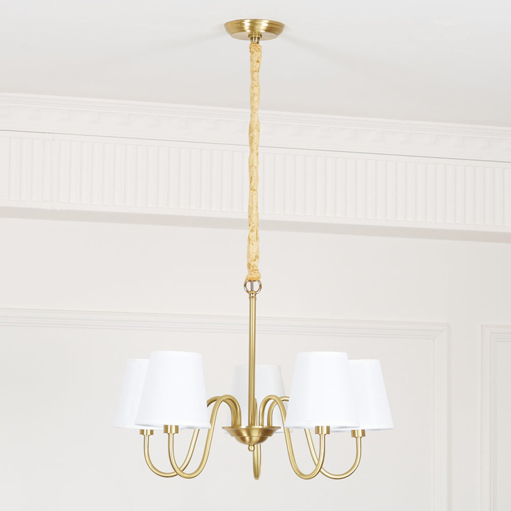Aged Traditional Stacey Fabric Chandelier - Lamp Copper
