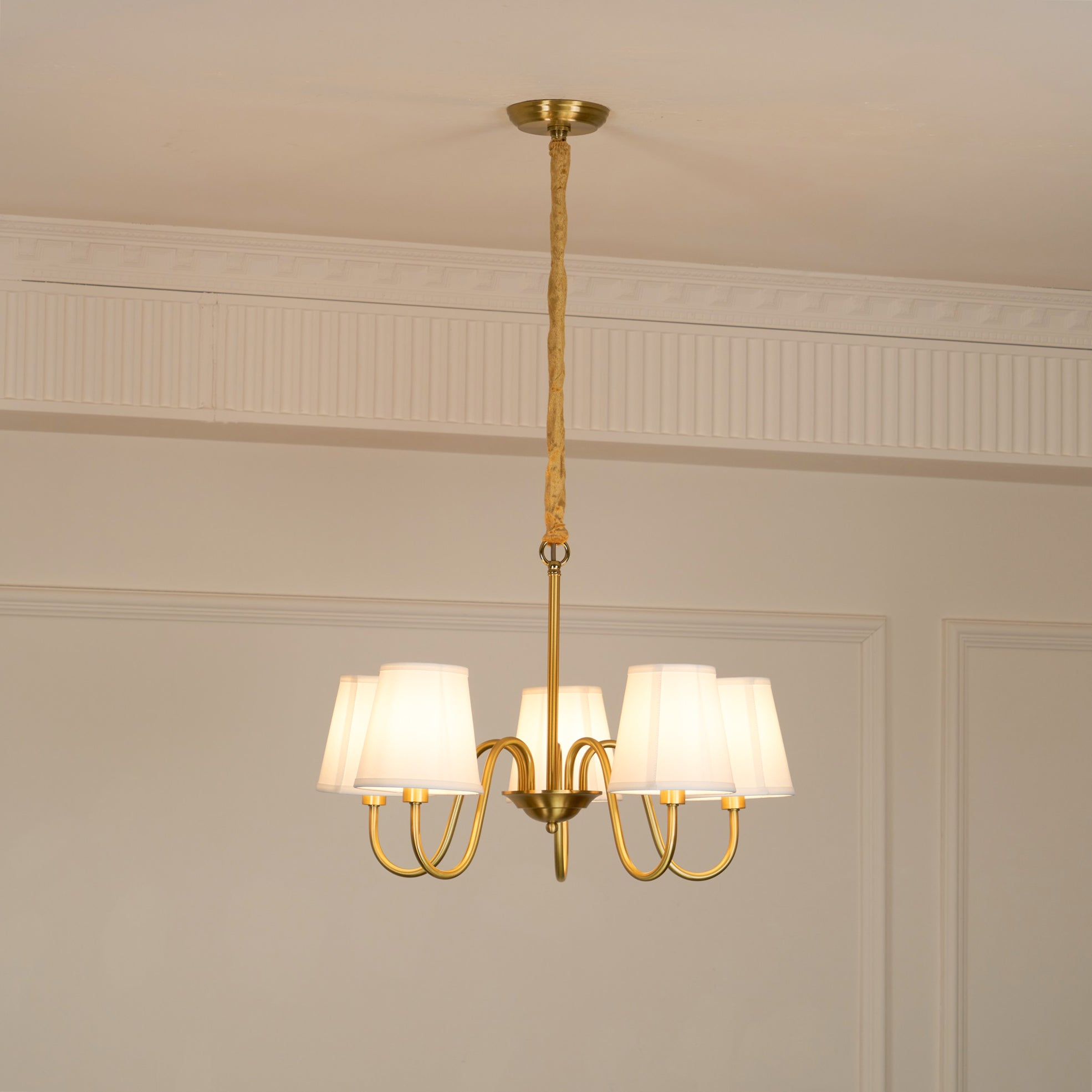 Aged Traditional Stacey Fabric Chandelier - Lamp Copper