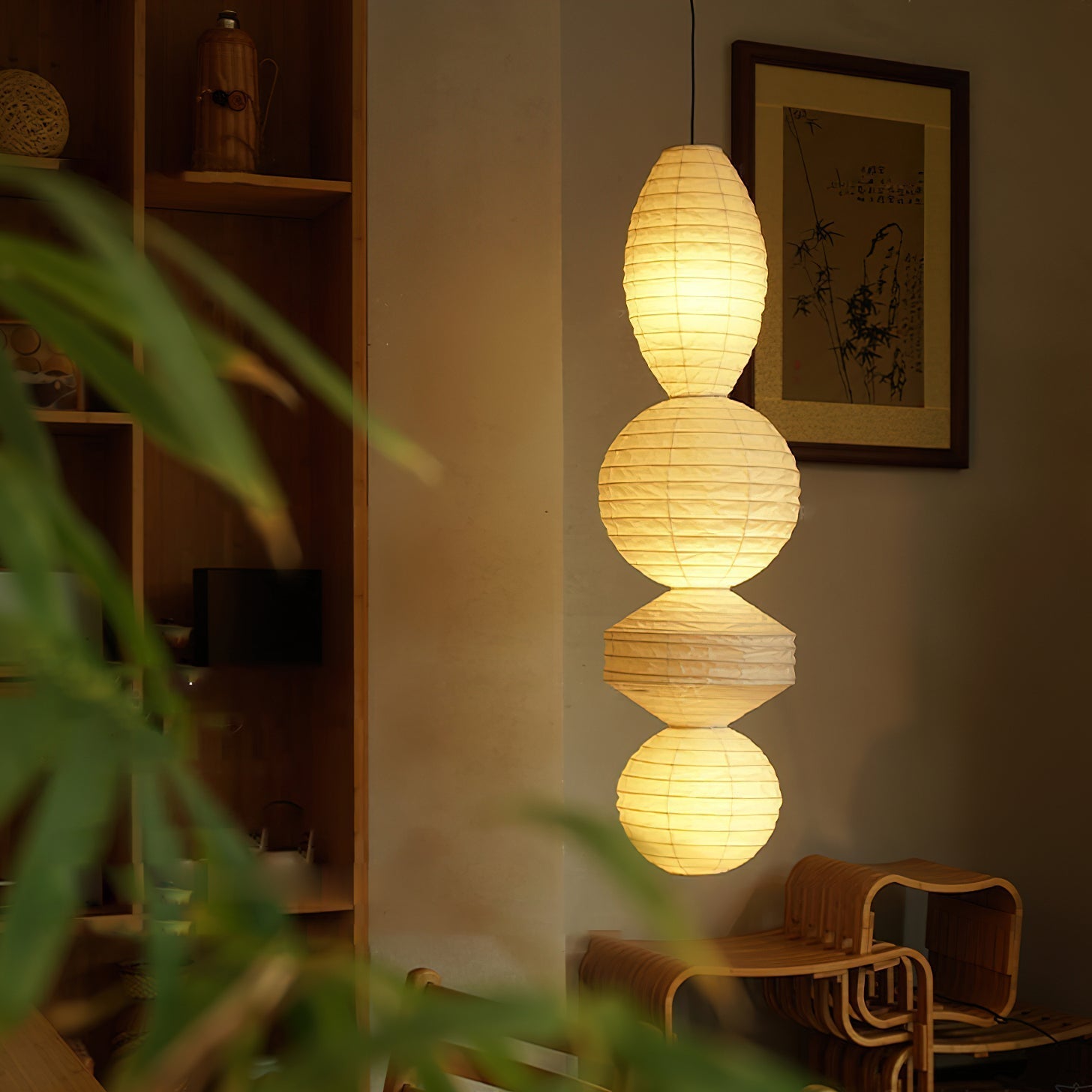 Ritta Lámpara Colgante de Linterna de Papel Estilo Wabi-sabi