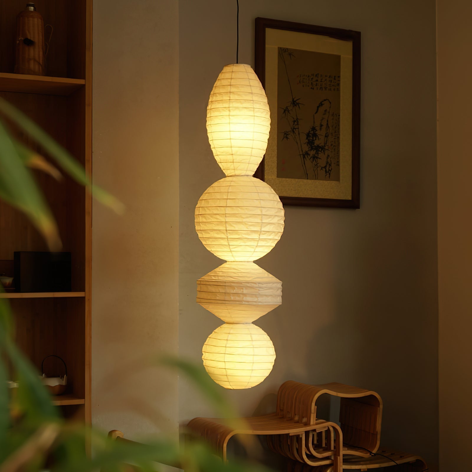 Ritta Lámpara Colgante de Linterna de Papel Estilo Wabi-sabi
