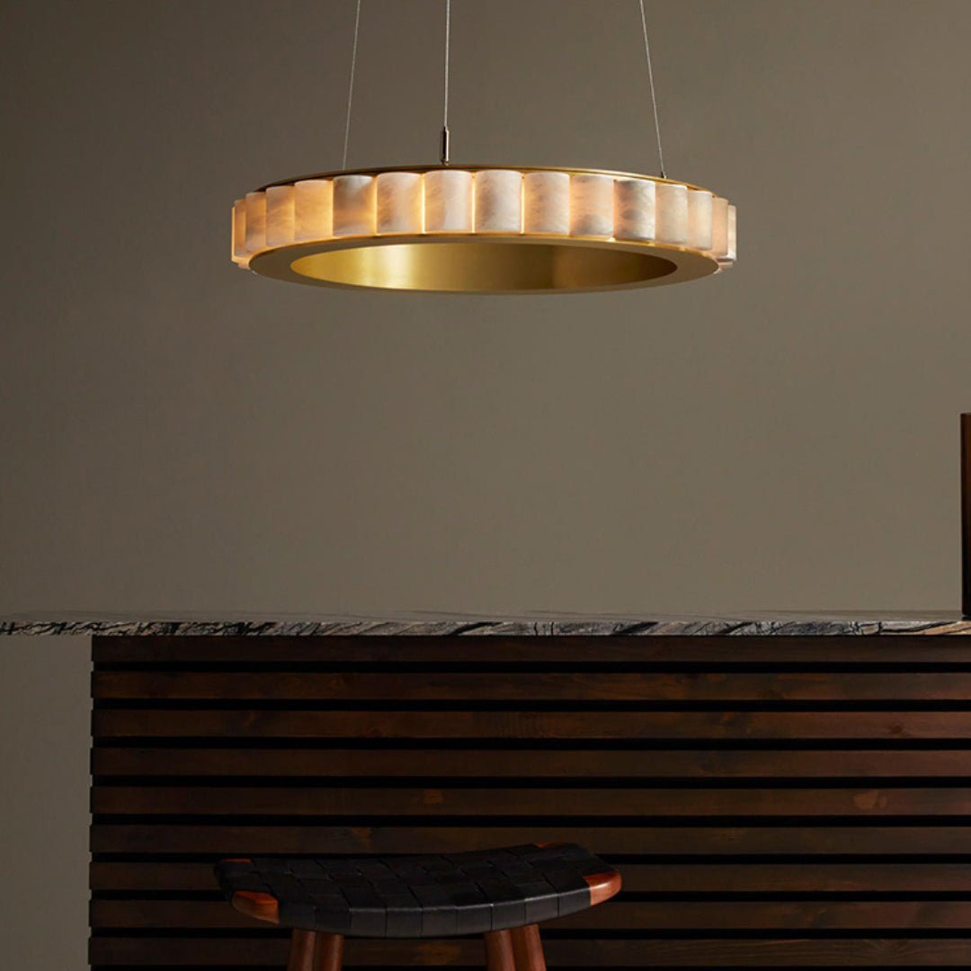 Orion Double Ring Alabaster Chandelier - Letslighting