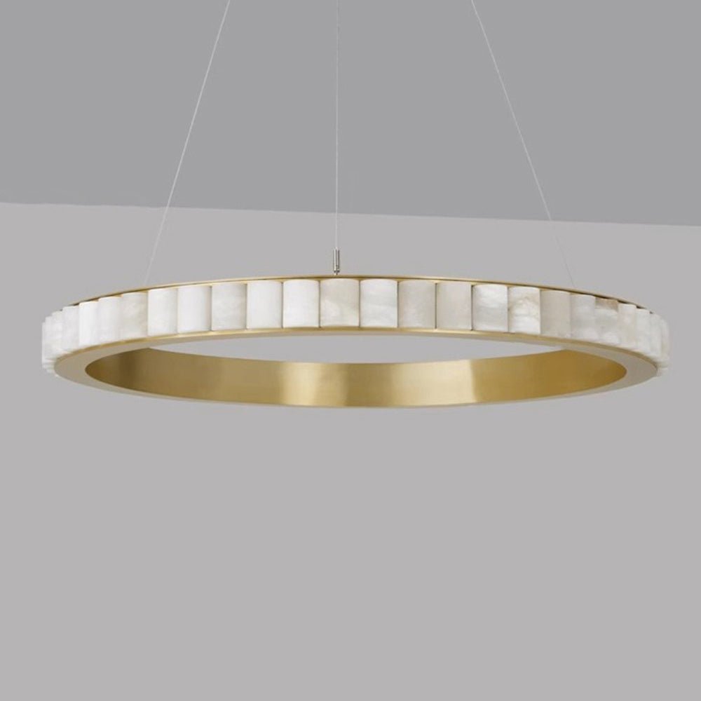 Orion Double Ring Alabaster Chandelier - Letslighting