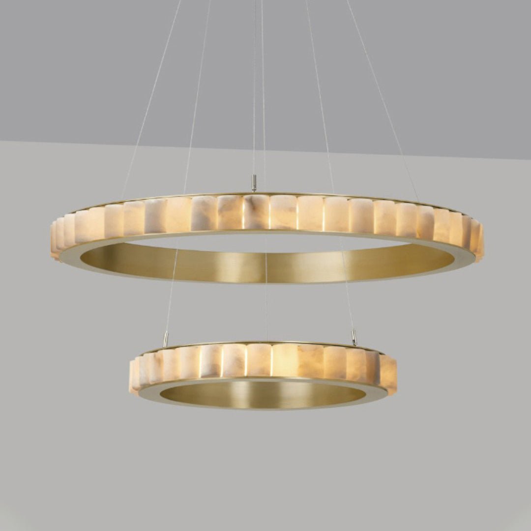 Orion Double Ring Alabaster Chandelier - Letslighting