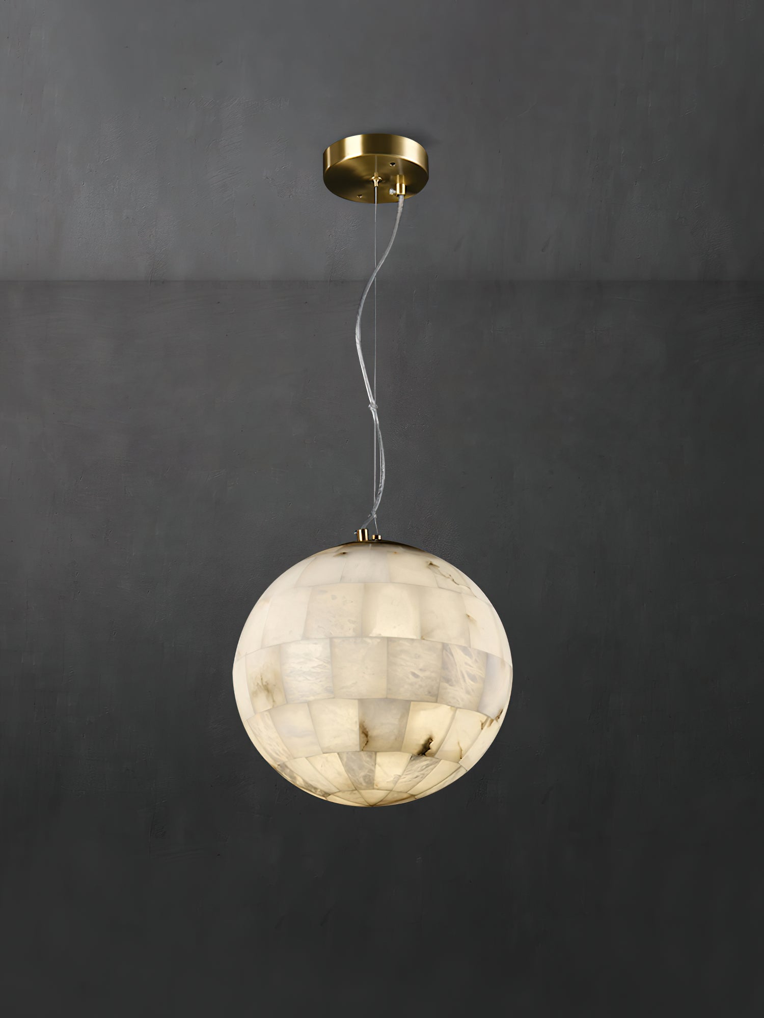 Fljotuvye Modern Ball Alabaster Pendant Light - Lamp Copper