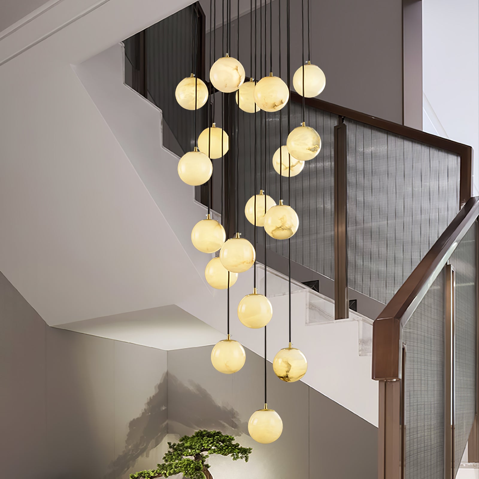 Gloruvye Balls Modern Cluster Metal Chandelier - Lamp Copper