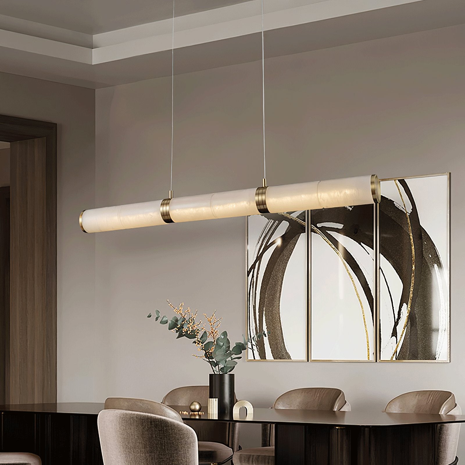 Eira Minimalist Alabaster Linear Pendant Light - Letslighting