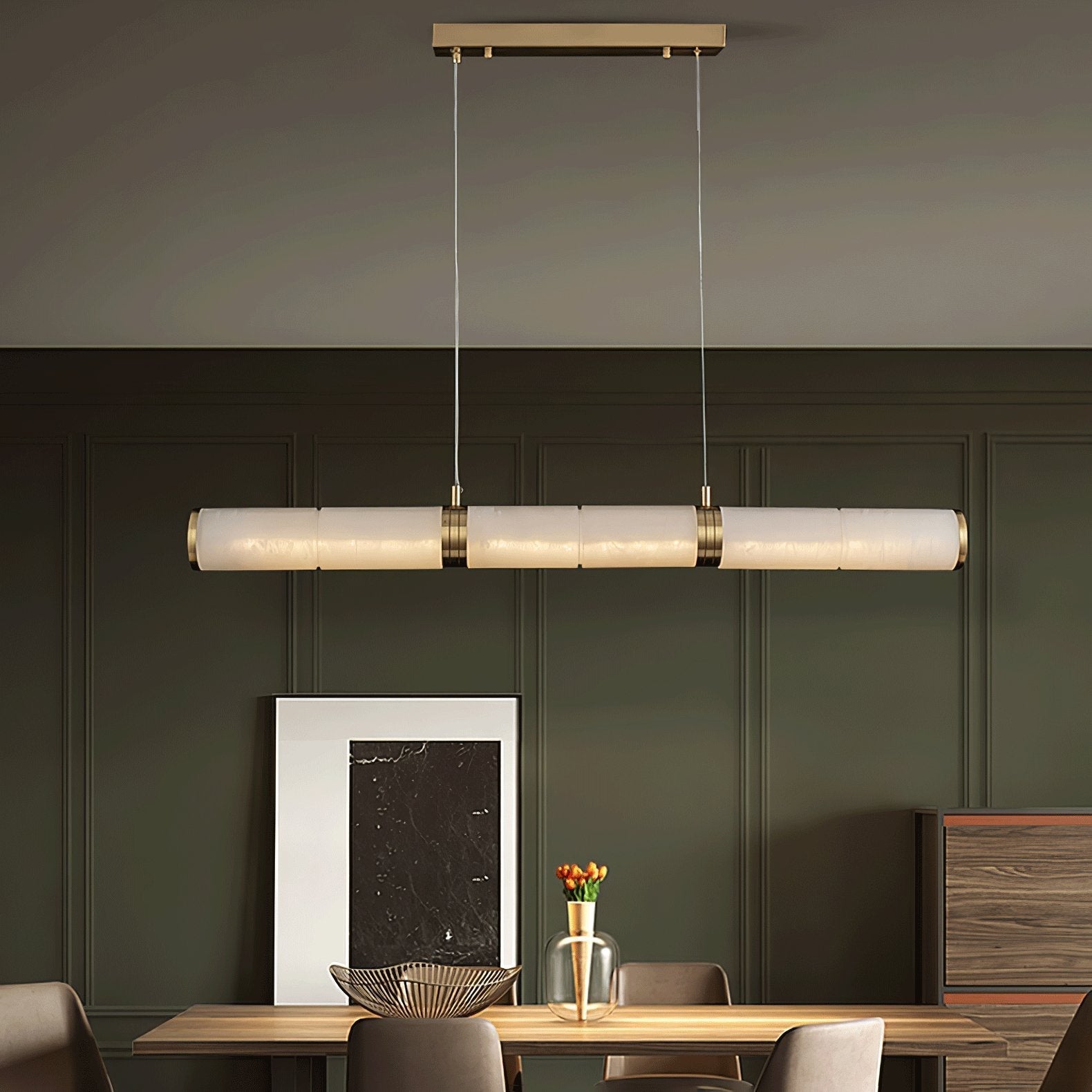 Eira Minimalist Alabaster Linear Pendant Light - Letslighting