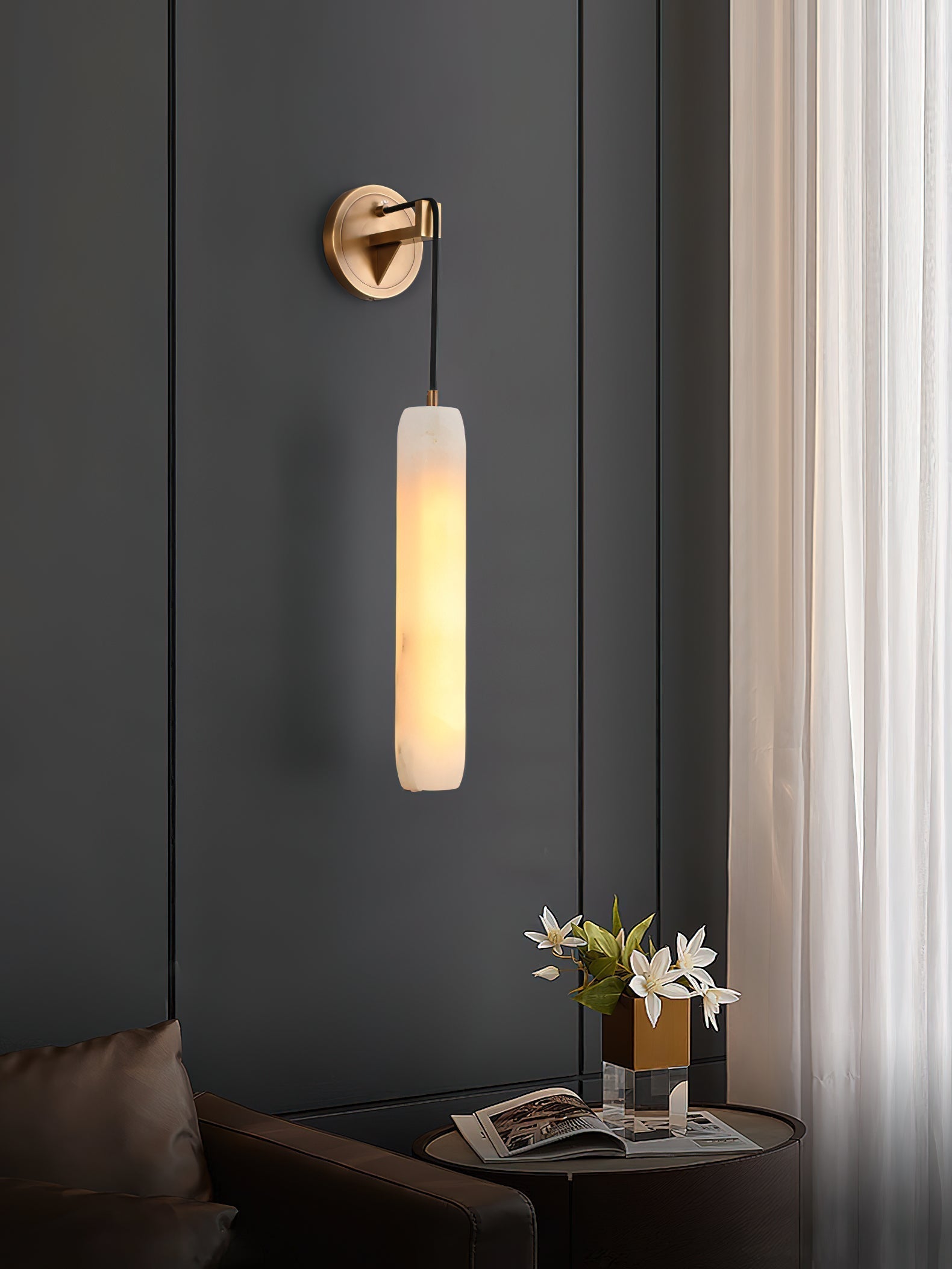Alabaster Individual Creativity Flute Metal Wall Lamp - Lamp Copper
