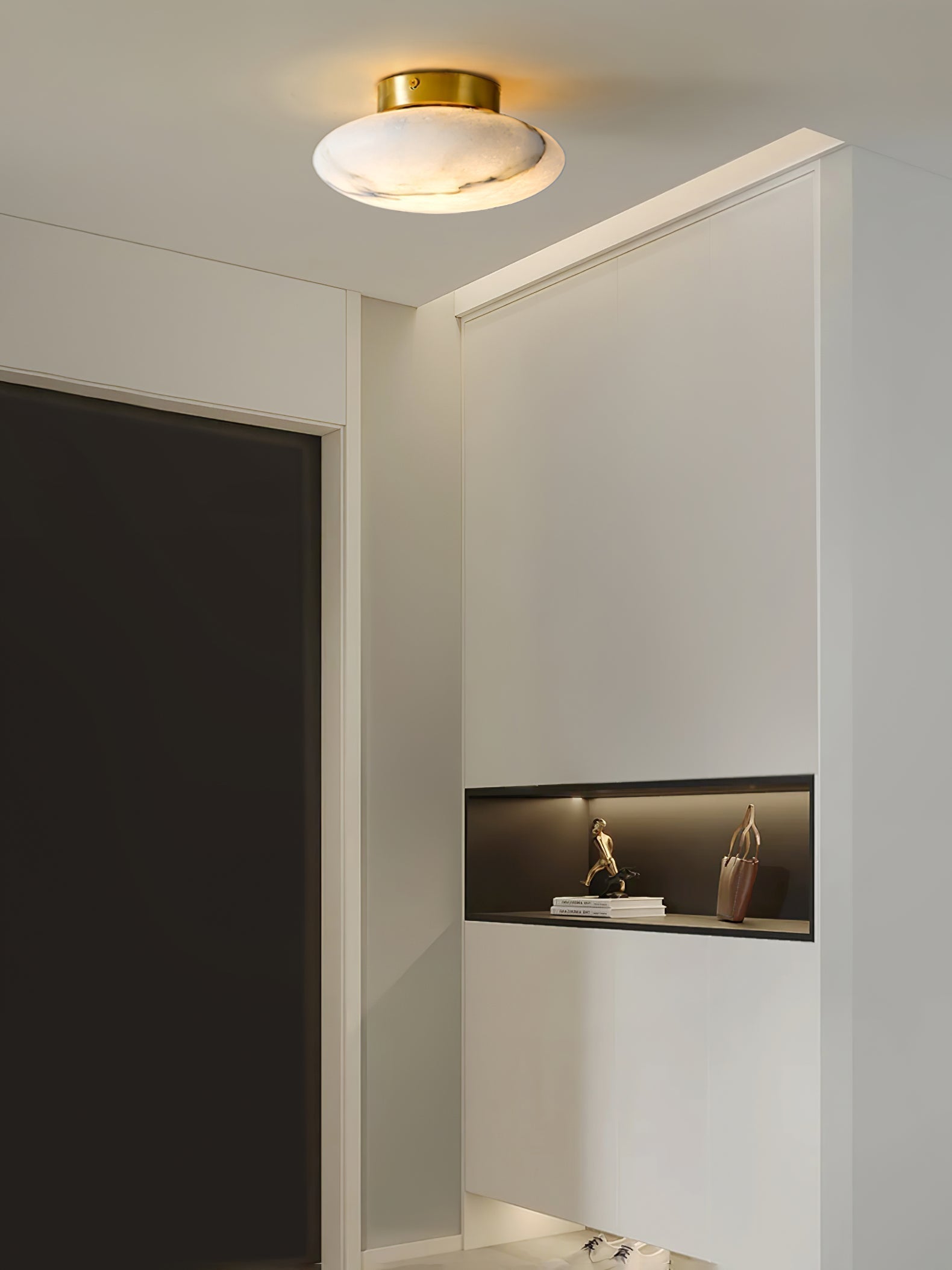 Vanorara Minimalist Alabaster Flush Mount Light - Letslighting