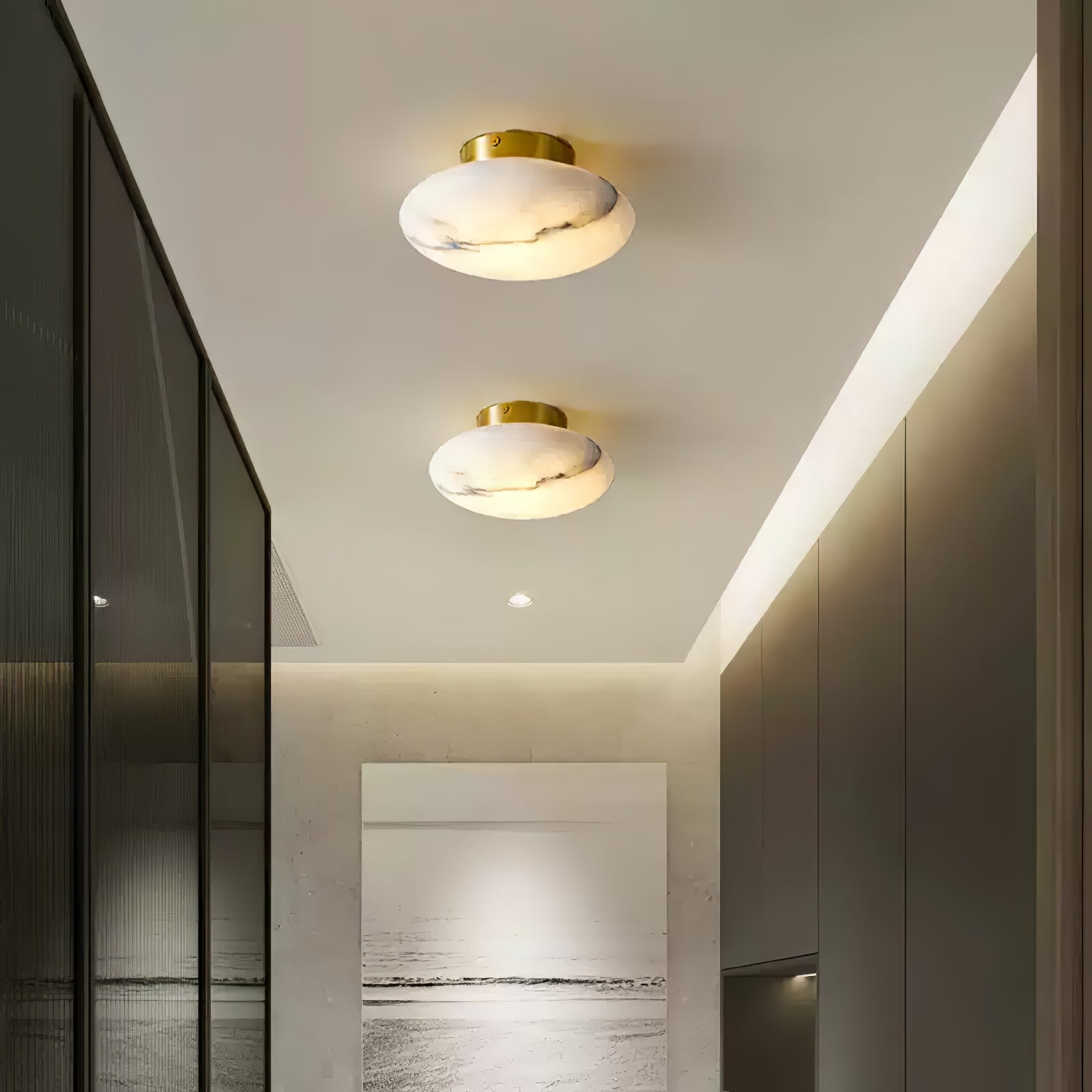 Vanorara Minimalist Alabaster Flush Mount Light - Letslighting