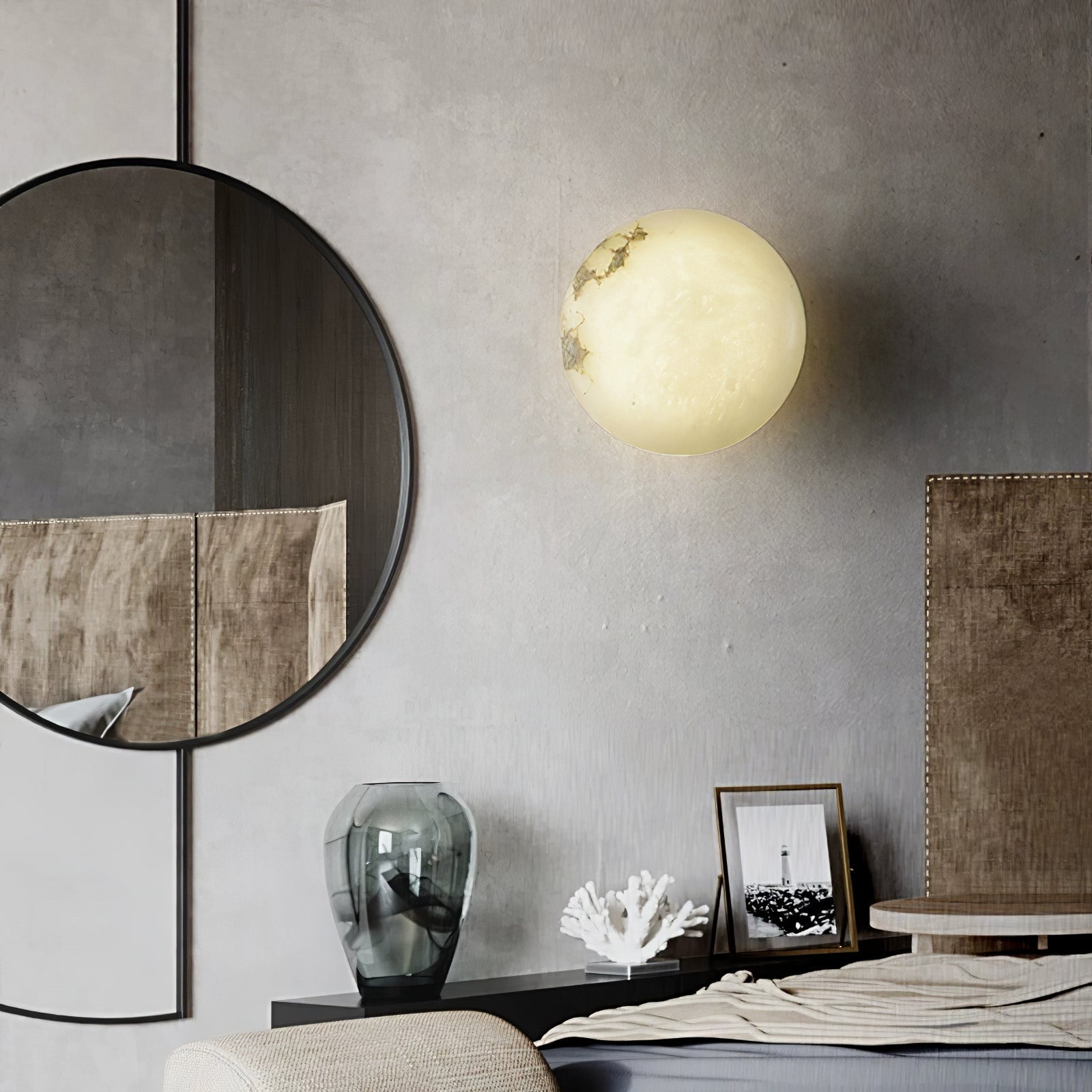Vanorara Minimalist Alabaster Flush Mount Light - Letslighting