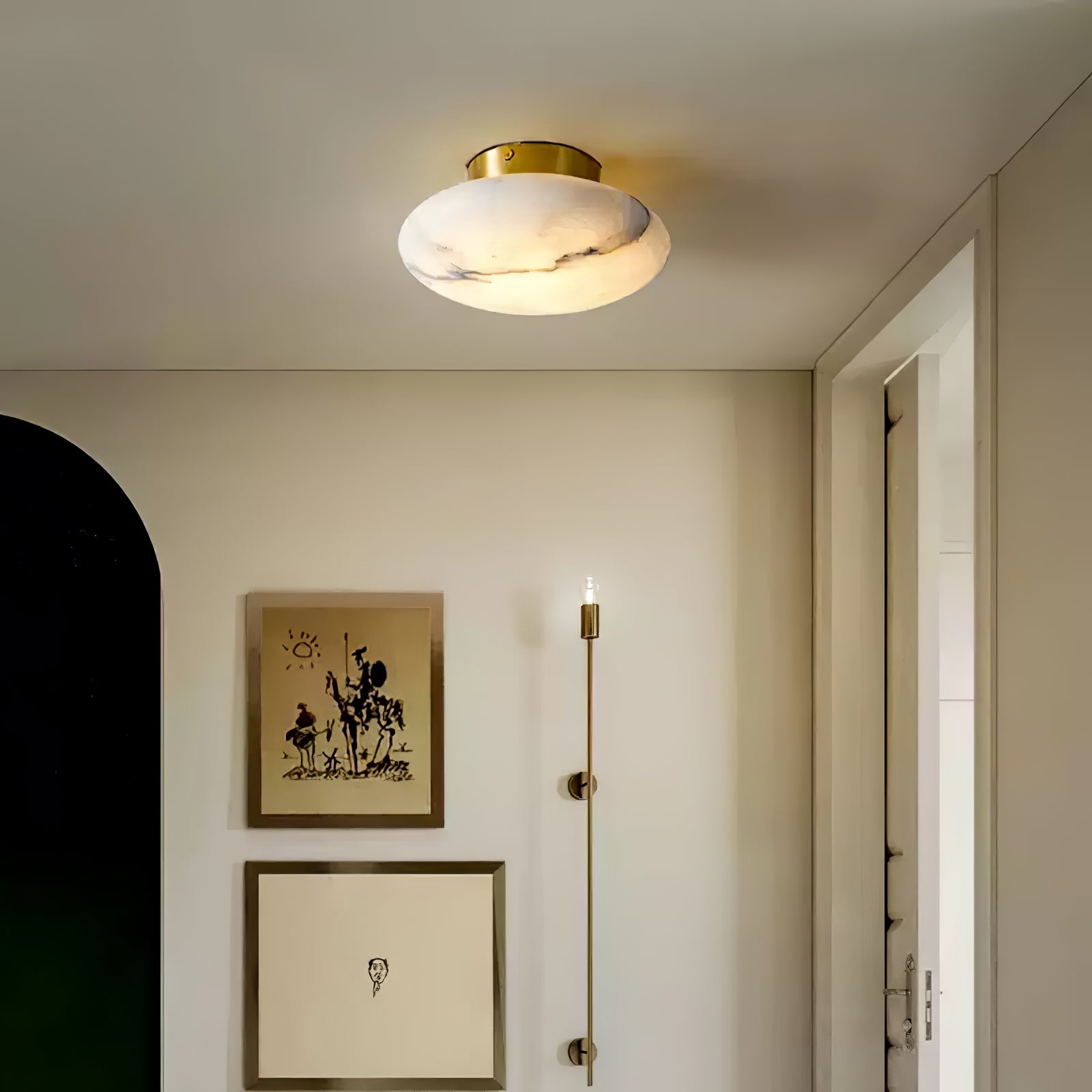 Vanorara Minimalist Alabaster Flush Mount Light - Letslighting