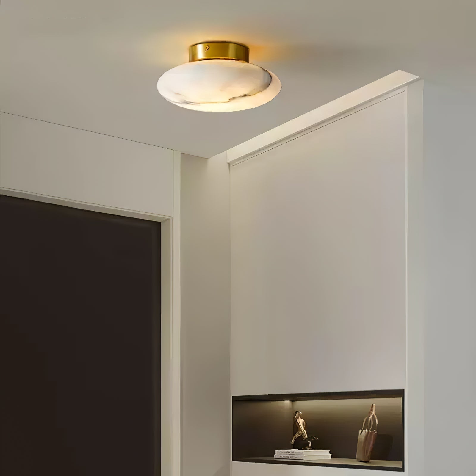 Vanorara Minimalist Alabaster Flush Mount Light - Letslighting