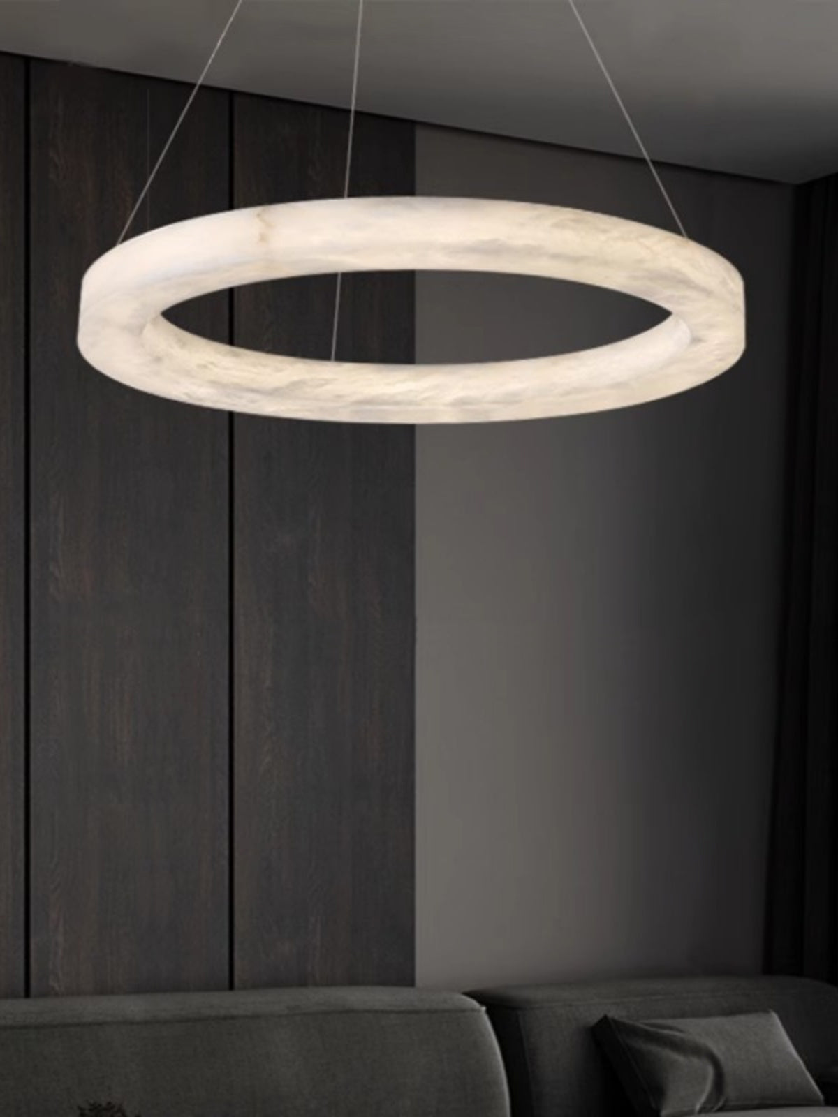 Plotuvyn Postmodern Luxury Ring Alabaster Chandelier - Lamp Copper