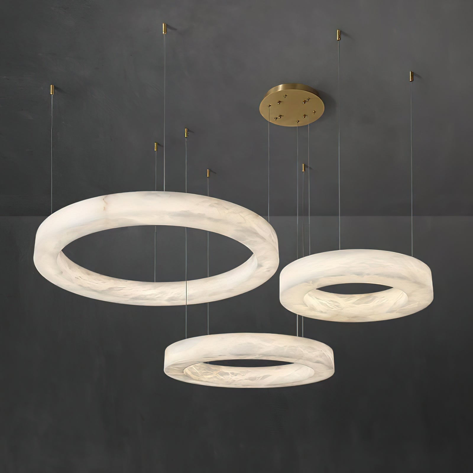 Plotuvyn Postmodern Luxury Ring Alabaster Chandelier - Lamp Copper