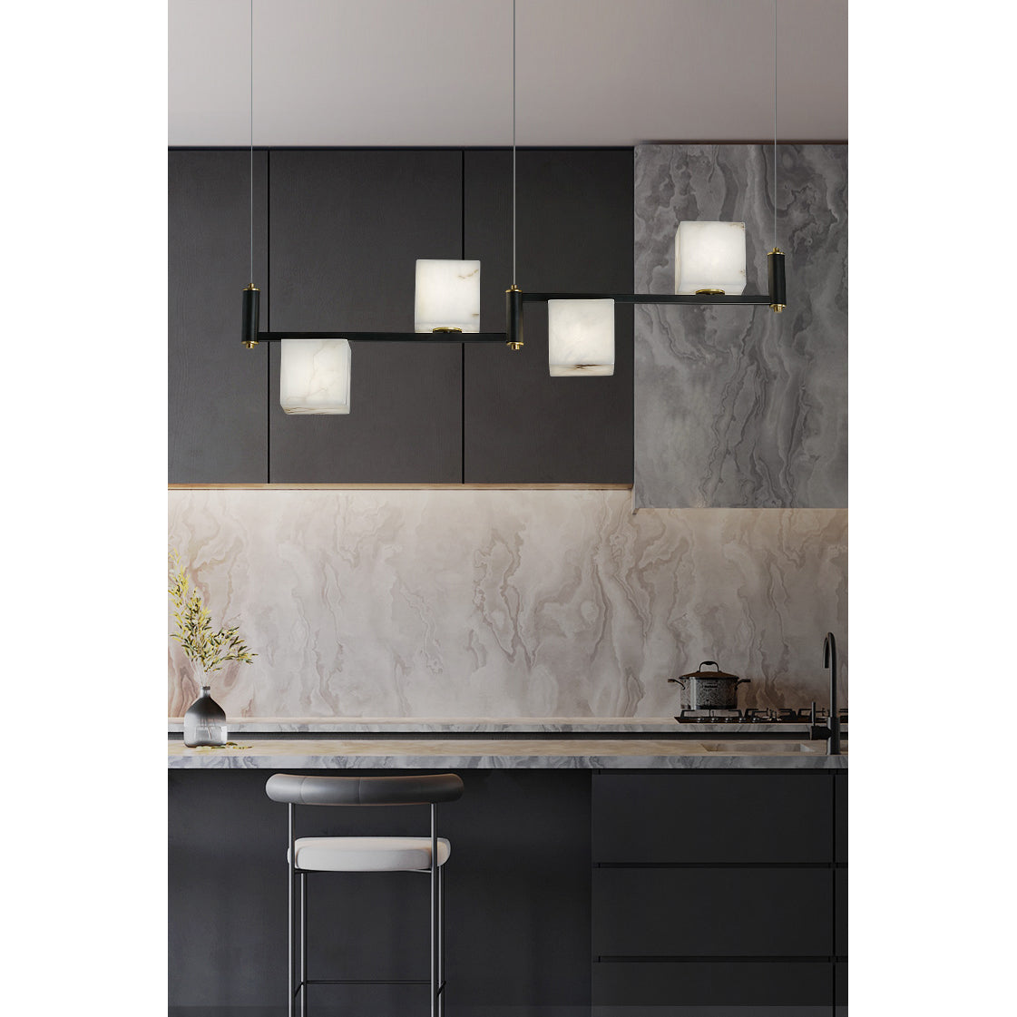 Ostruvye Individual Creativity Box Alabaster Chandelier - Lamp Copper