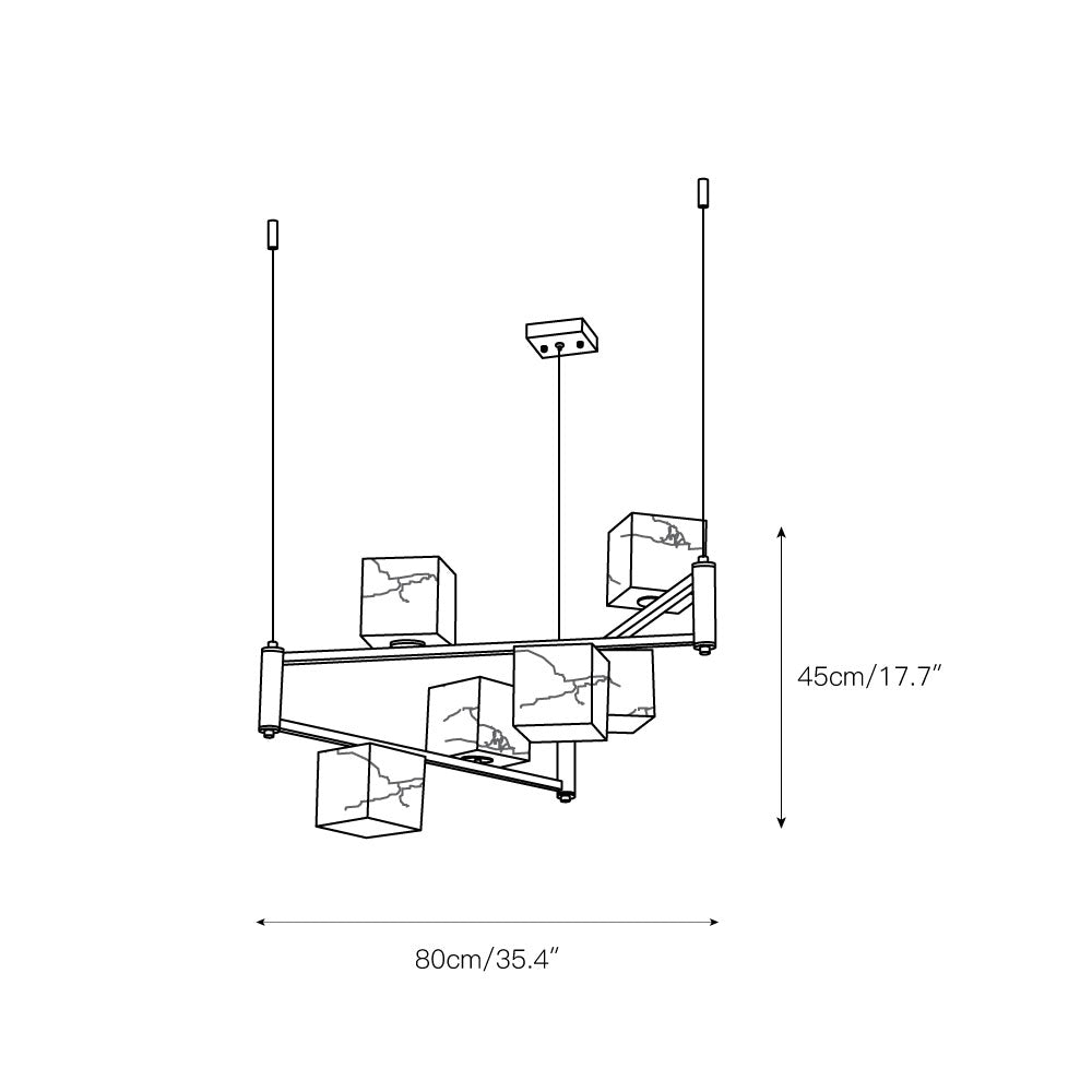 Ostruvye Individual Creativity Box Alabaster Chandelier - Lamp Copper