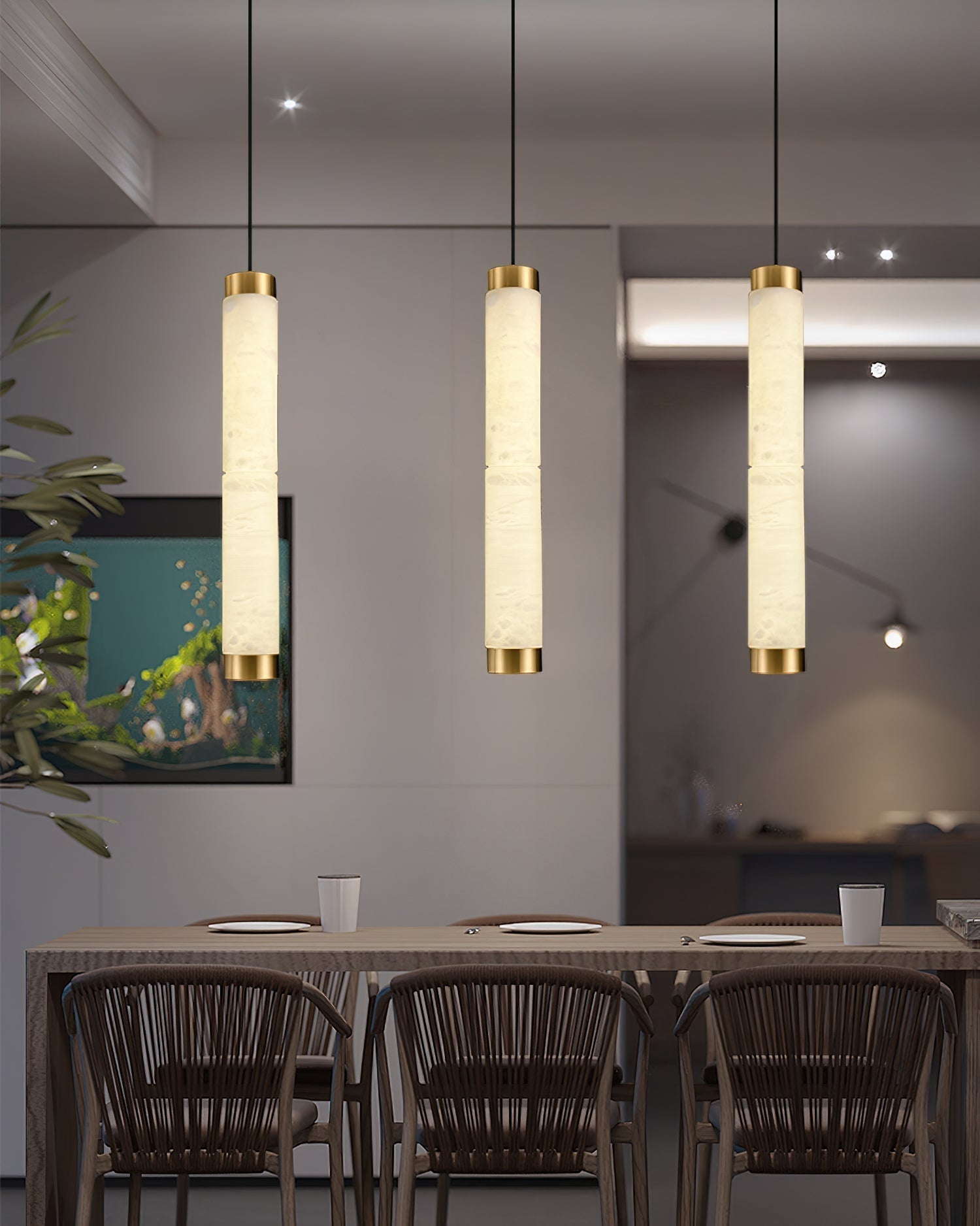 Plotuvyi Modern Strip Alabaster Pendant Light - Lamp Copper