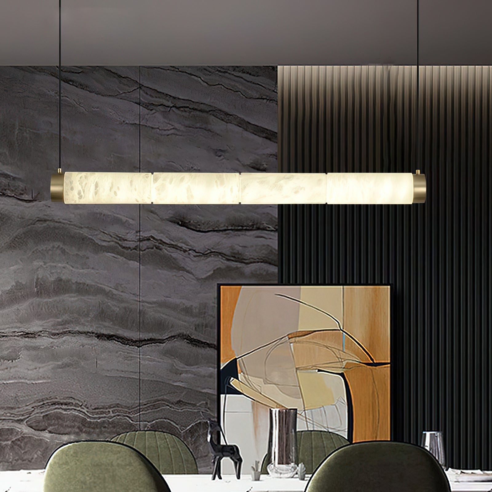 Plotuvyi Modern Strip Alabaster Pendant Light - Lamp Copper