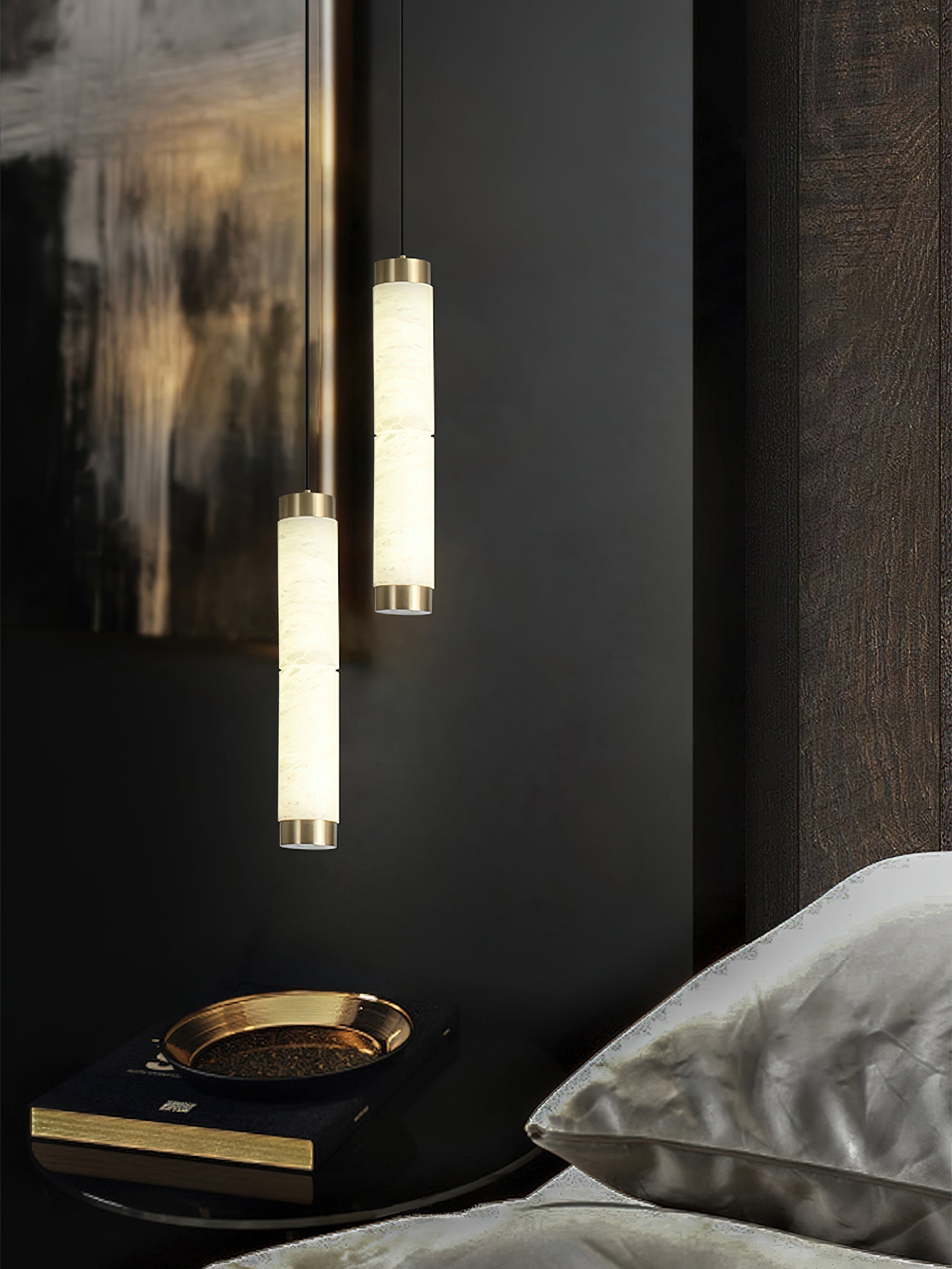 Plotuvyi Modern Strip Alabaster Pendant Light - Lamp Copper
