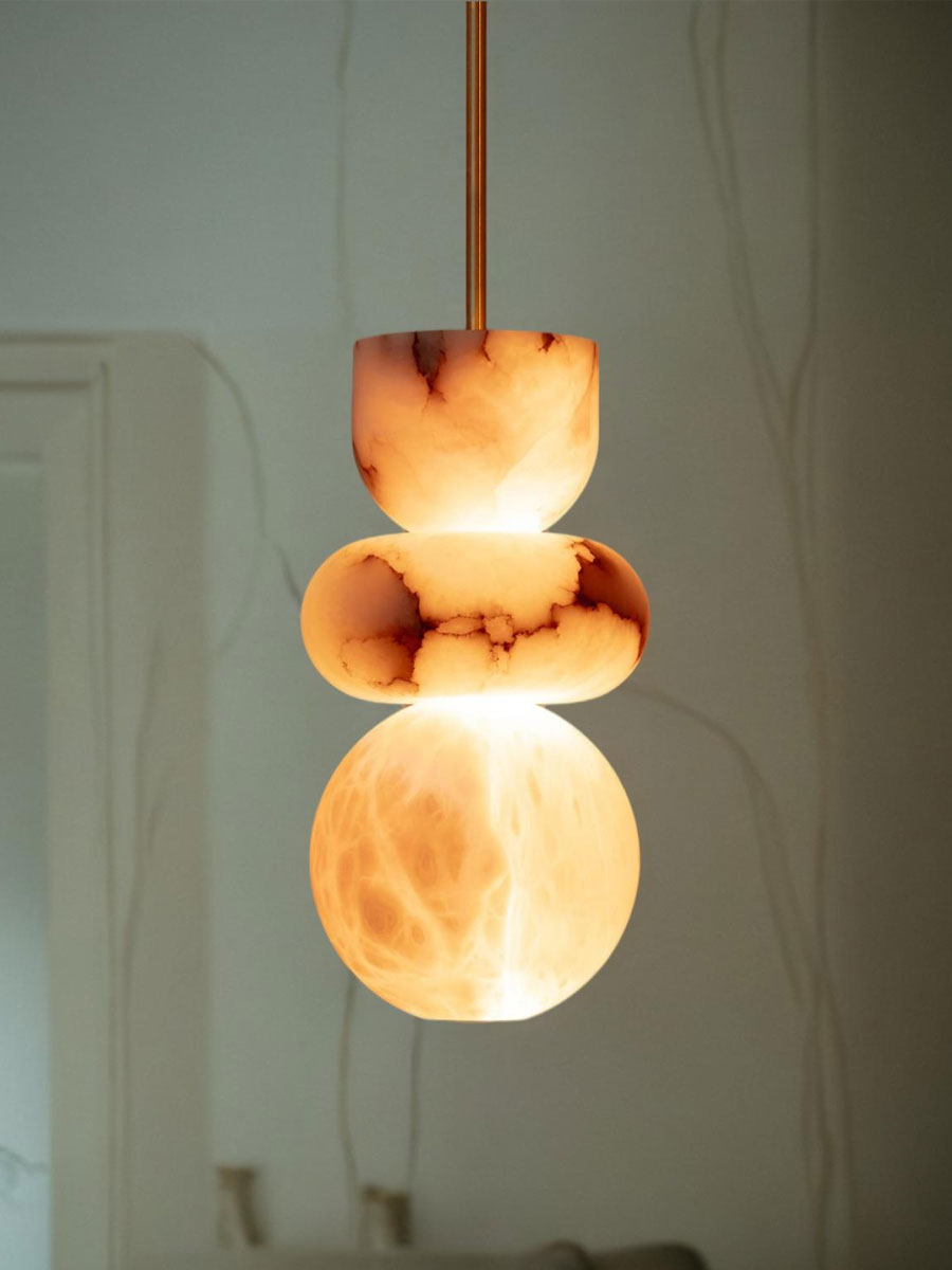 Rauduvyn Modern Totem Alabaster Pendant Lamp - Lamp Copper