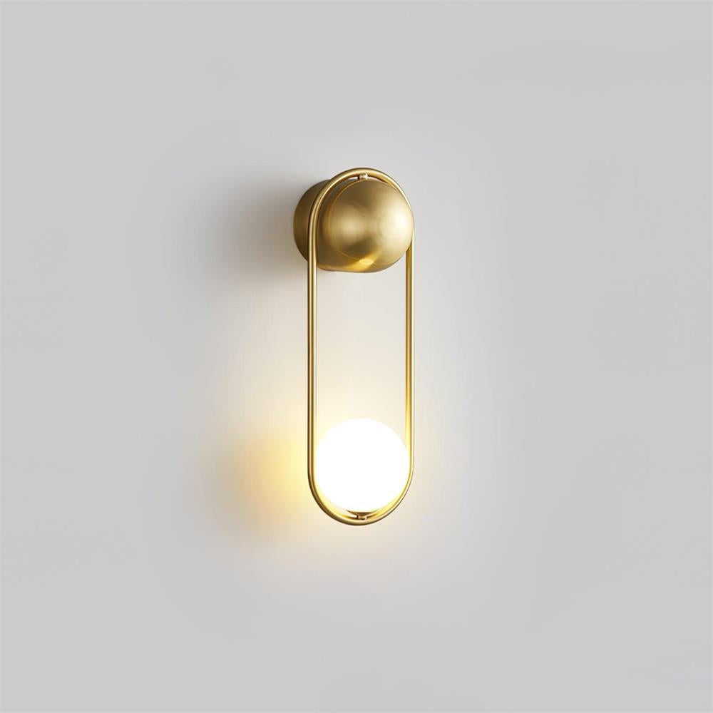 Wall Lamp with Brass Loop Frame and Glass Globe - Letslighting