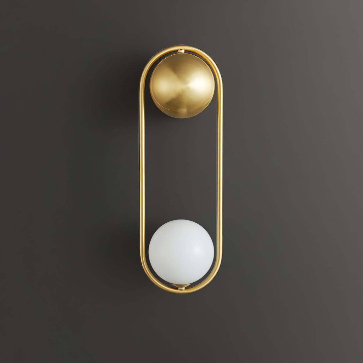 Wall Lamp with Brass Loop Frame and Glass Globe - Letslighting