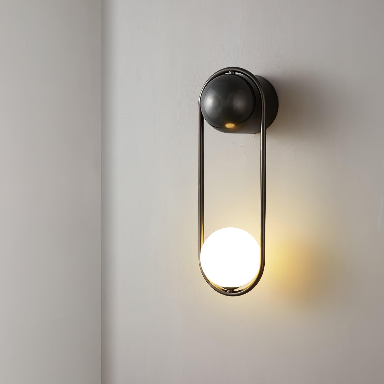 Wall Lamp with Brass Loop Frame and Glass Globe - Letslighting