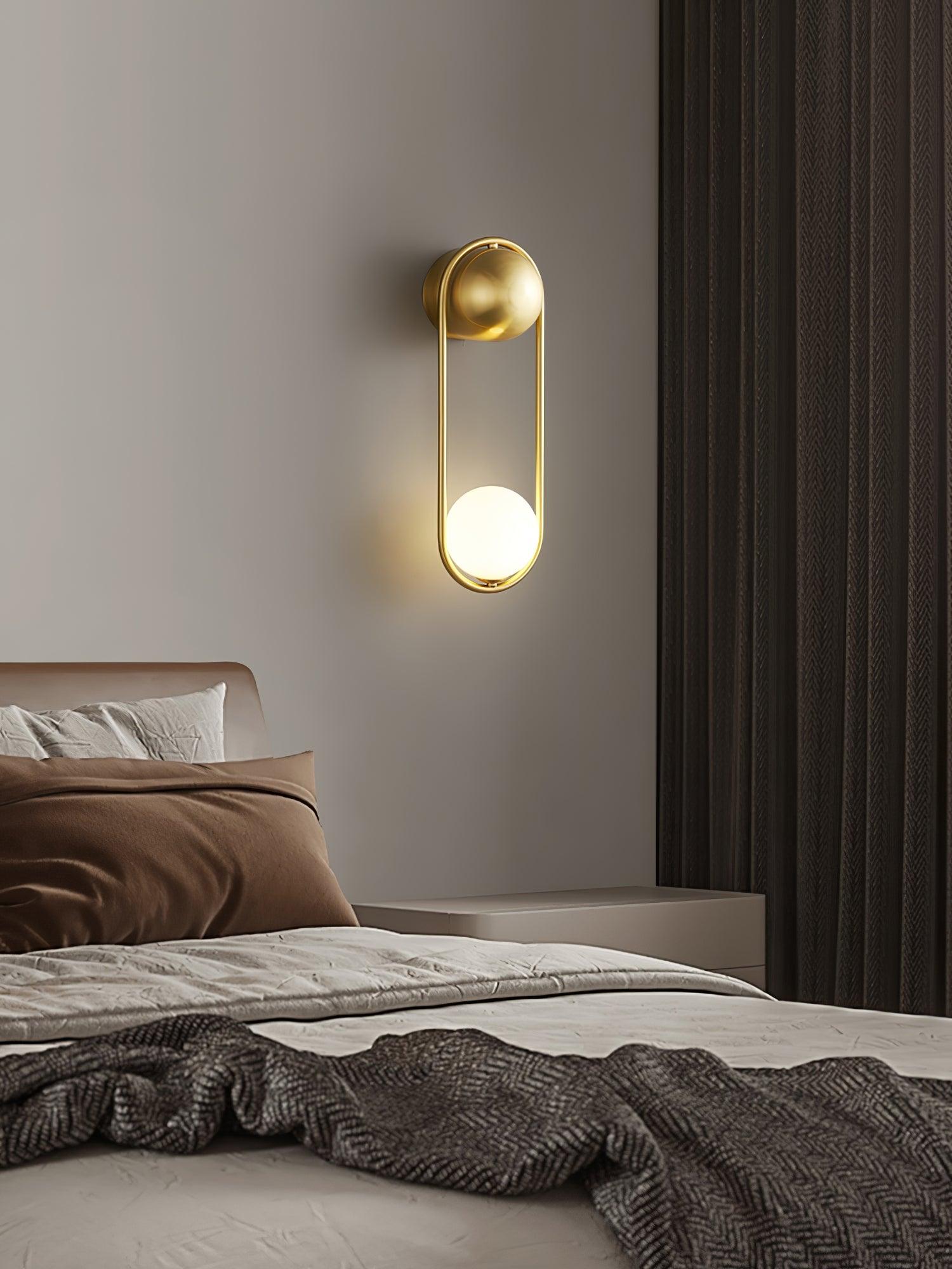Wall Lamp with Brass Loop Frame and Glass Globe - Letslighting