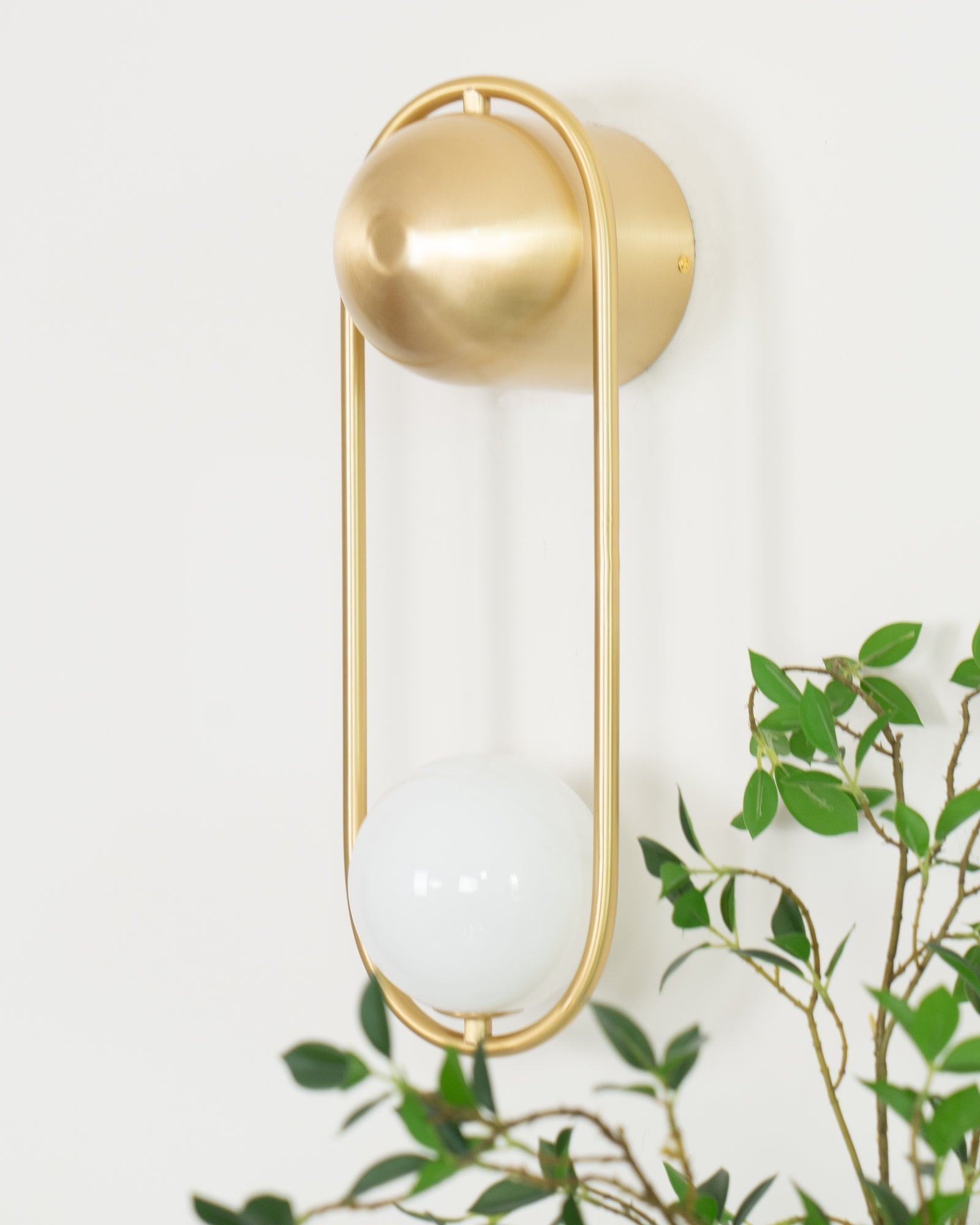 Wall Lamp with Brass Loop Frame and Glass Globe - Letslighting