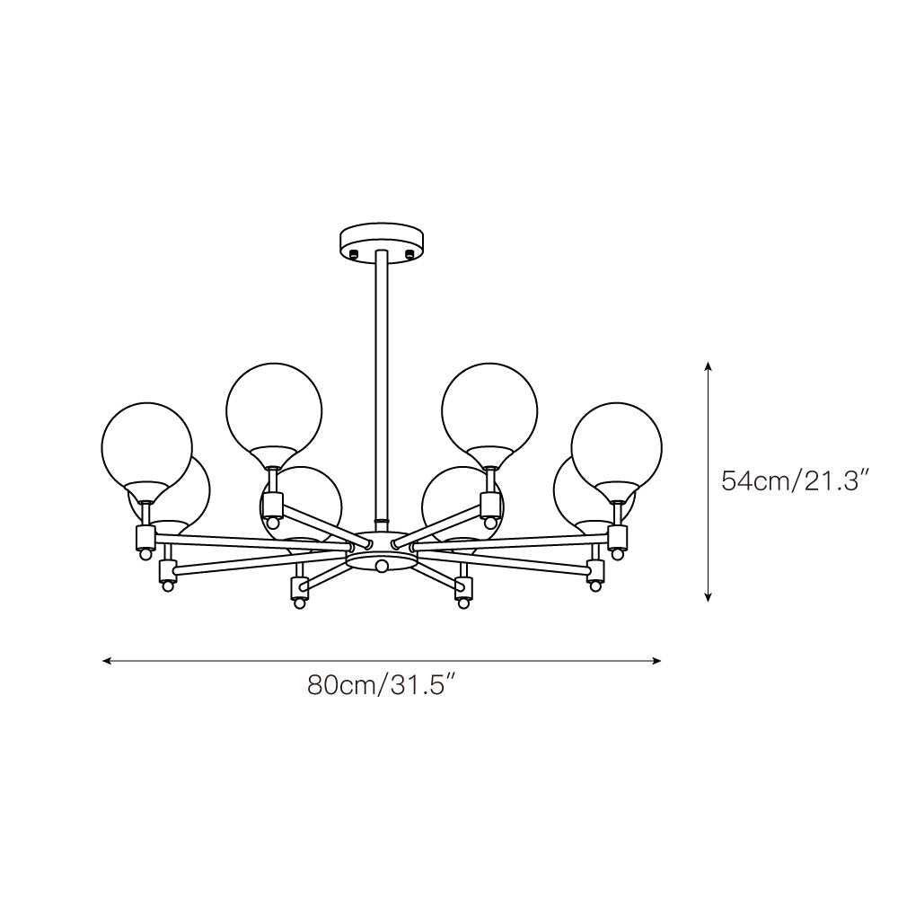 Vatnuvyi Minimalist Globe Glass Chandelier - Lamp Copper