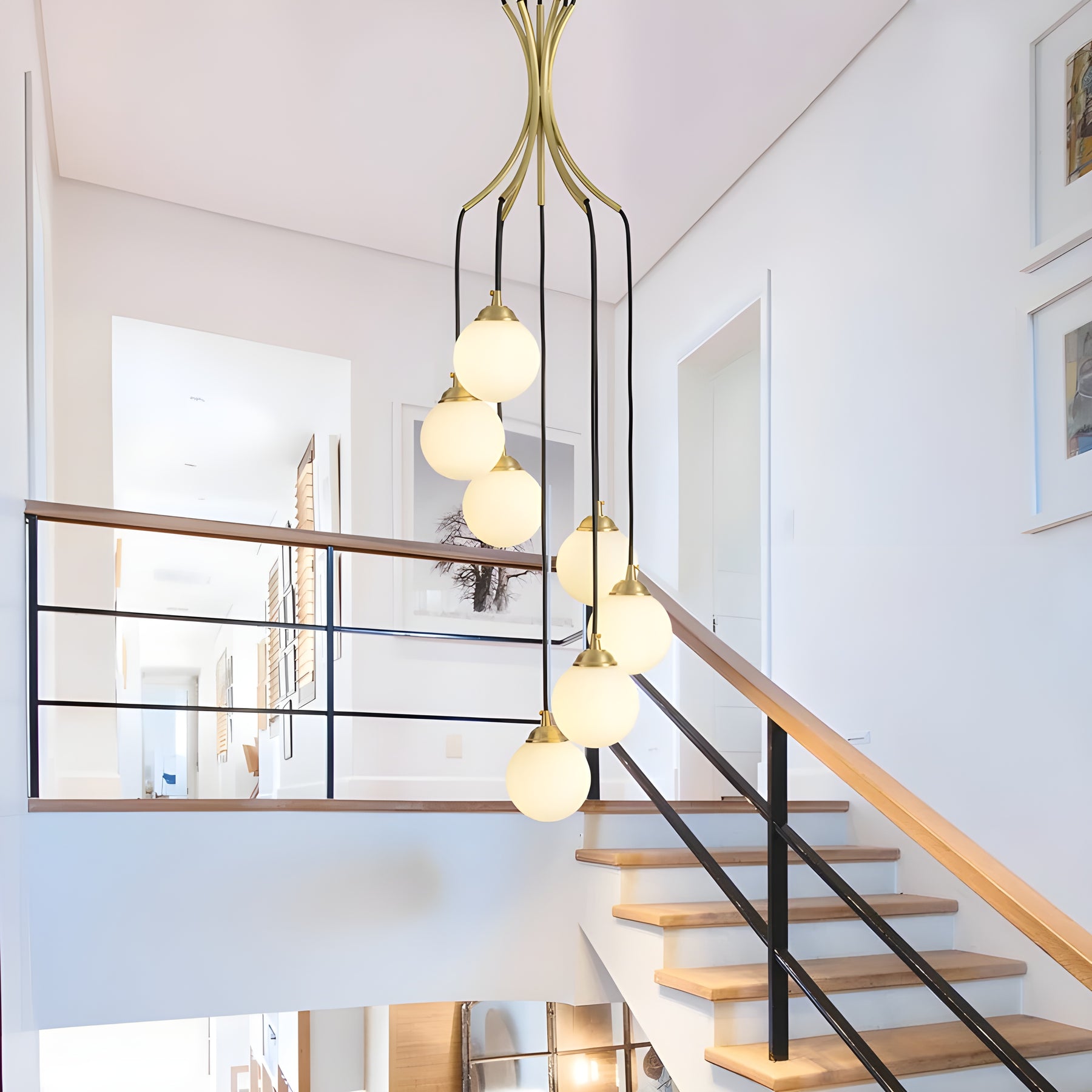 Zoruvyi Modern Minimalist Ball Drop Glass Chandelier - Lamp Copper