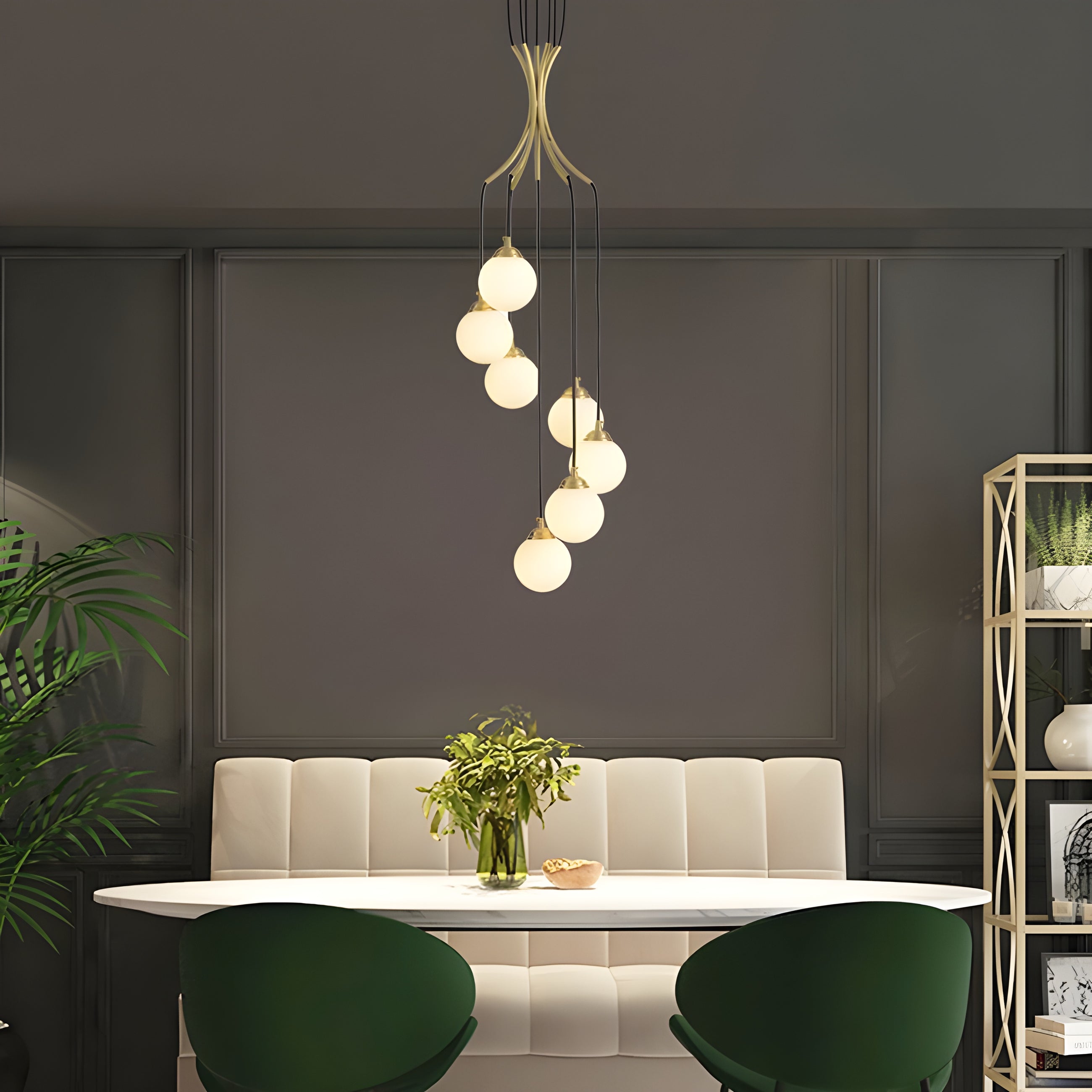 Zoruvyi Modern Minimalist Ball Drop Glass Chandelier - Lamp Copper