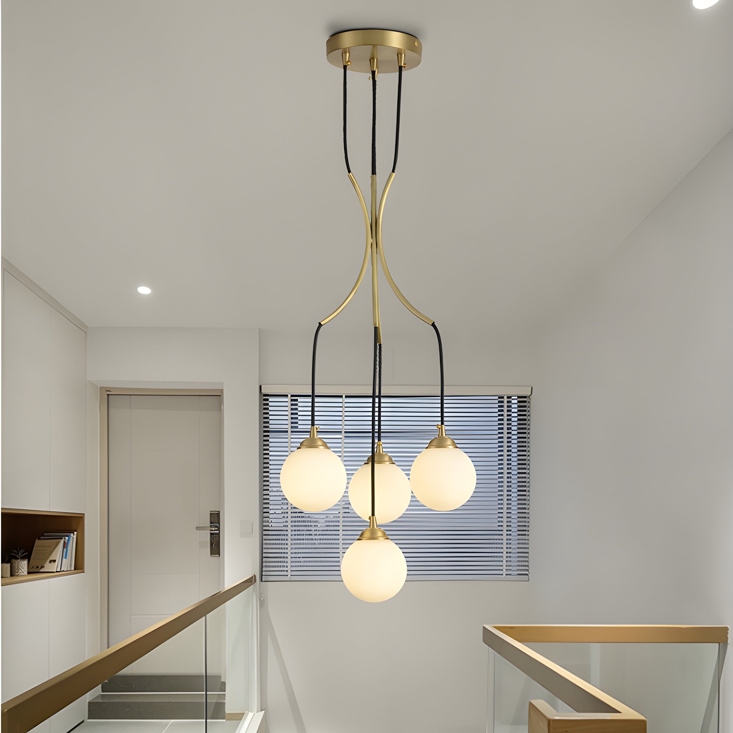 Zoruvyi Modern Minimalist Ball Drop Glass Chandelier - Lamp Copper