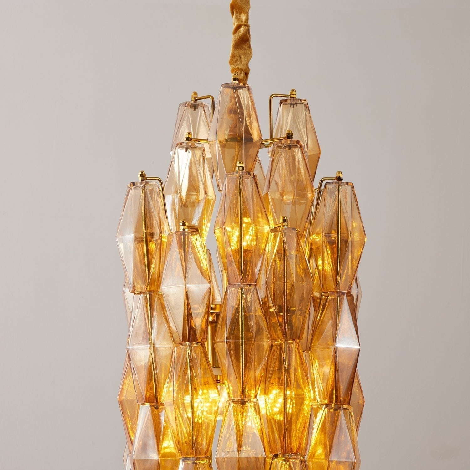 Aurora Chandelier Amber Prism Long Cascading Glass Vintage - Letslighting