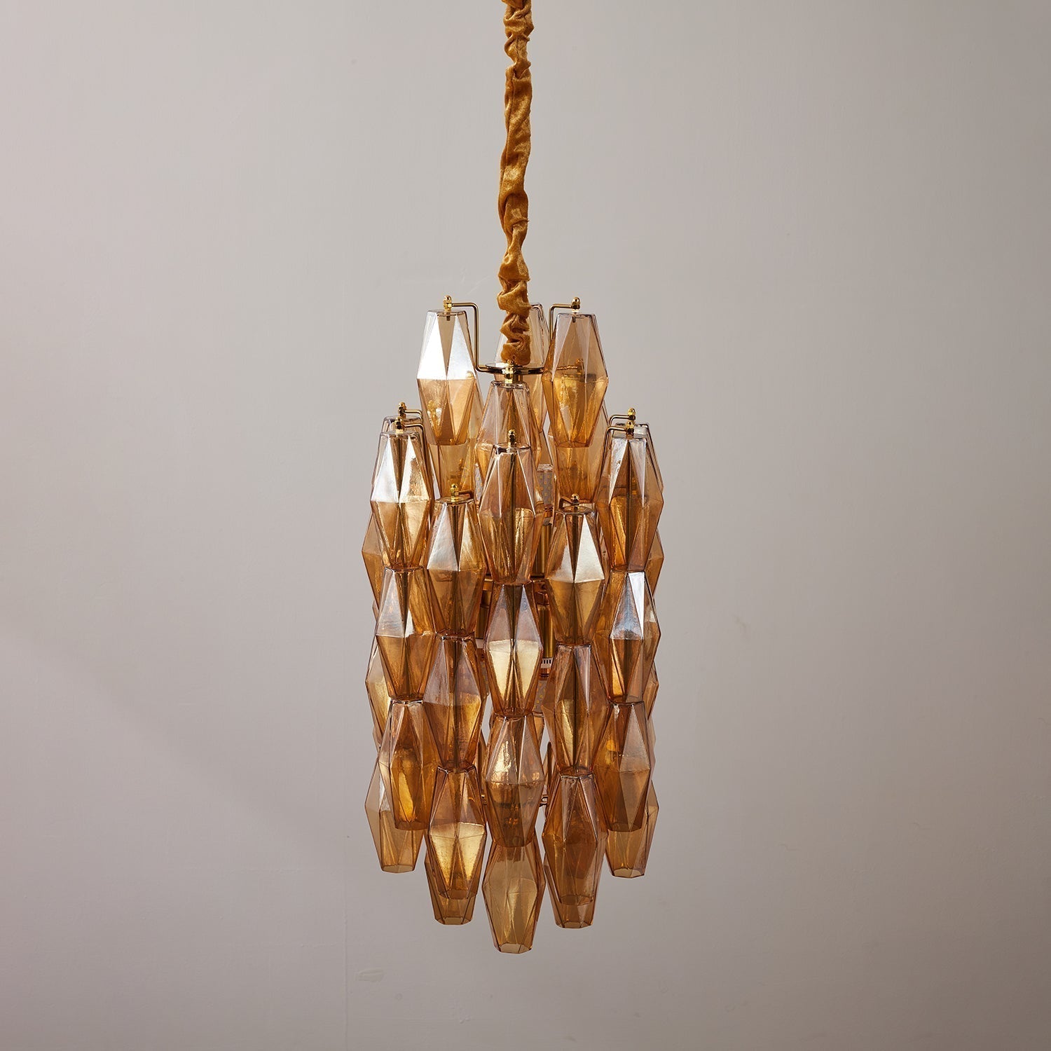 Aurora Chandelier Amber Prism Long Cascading Glass Vintage - Letslighting