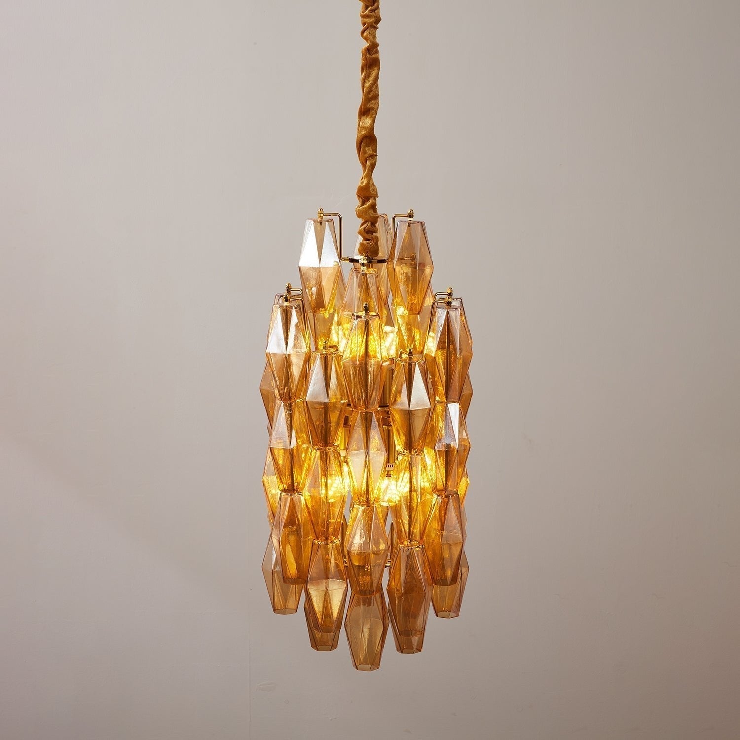 Aurora Chandelier Amber Prism Long Cascading Glass Vintage - Letslighting